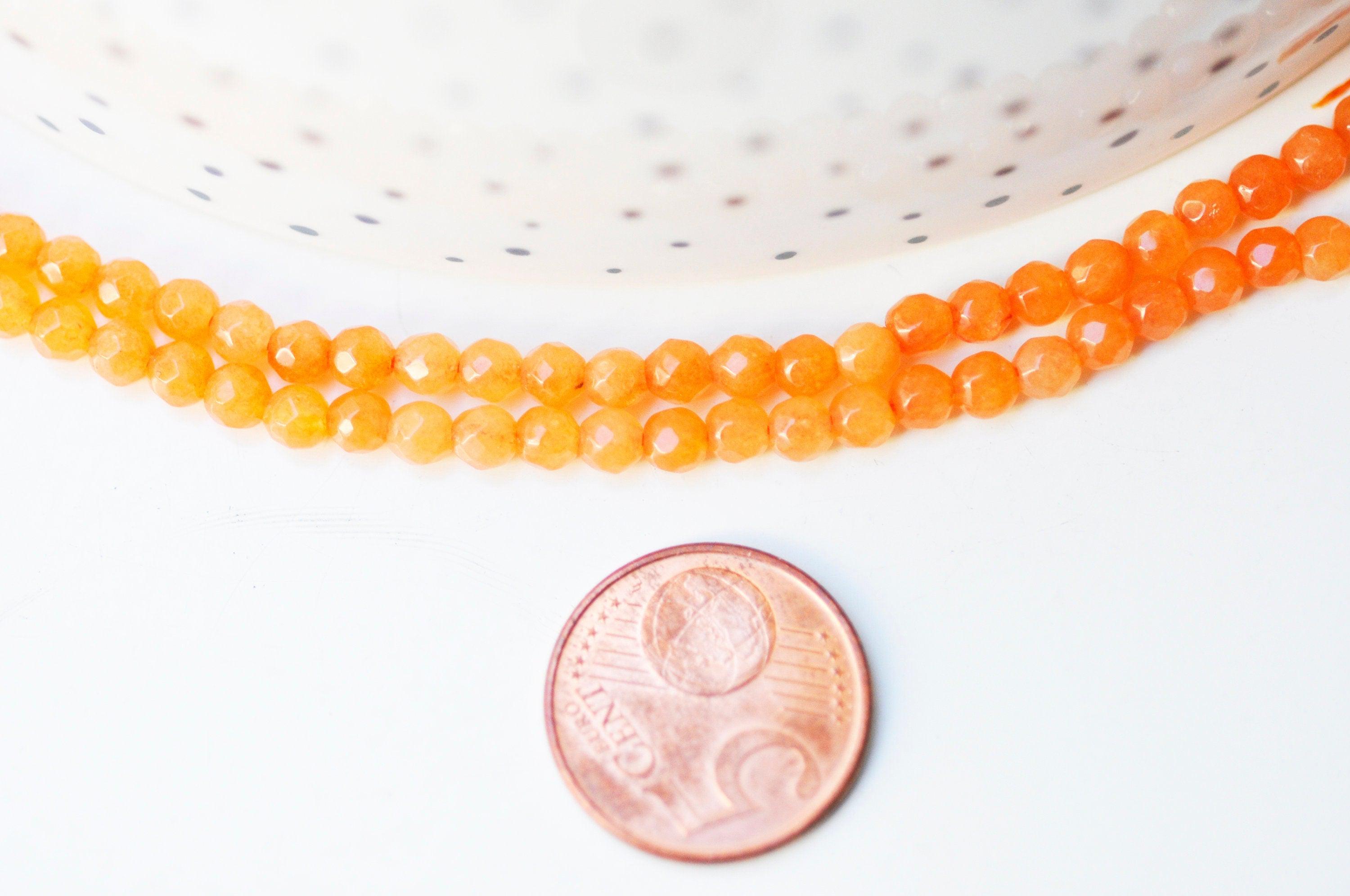 Gingerlily G5011 perle pierre jade orange fil 84 perles 4mm