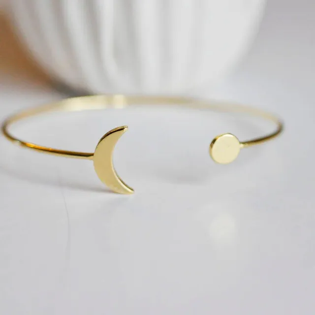 Gingerlily Bracelet jonc réglable lune laiton doré 14K, x1