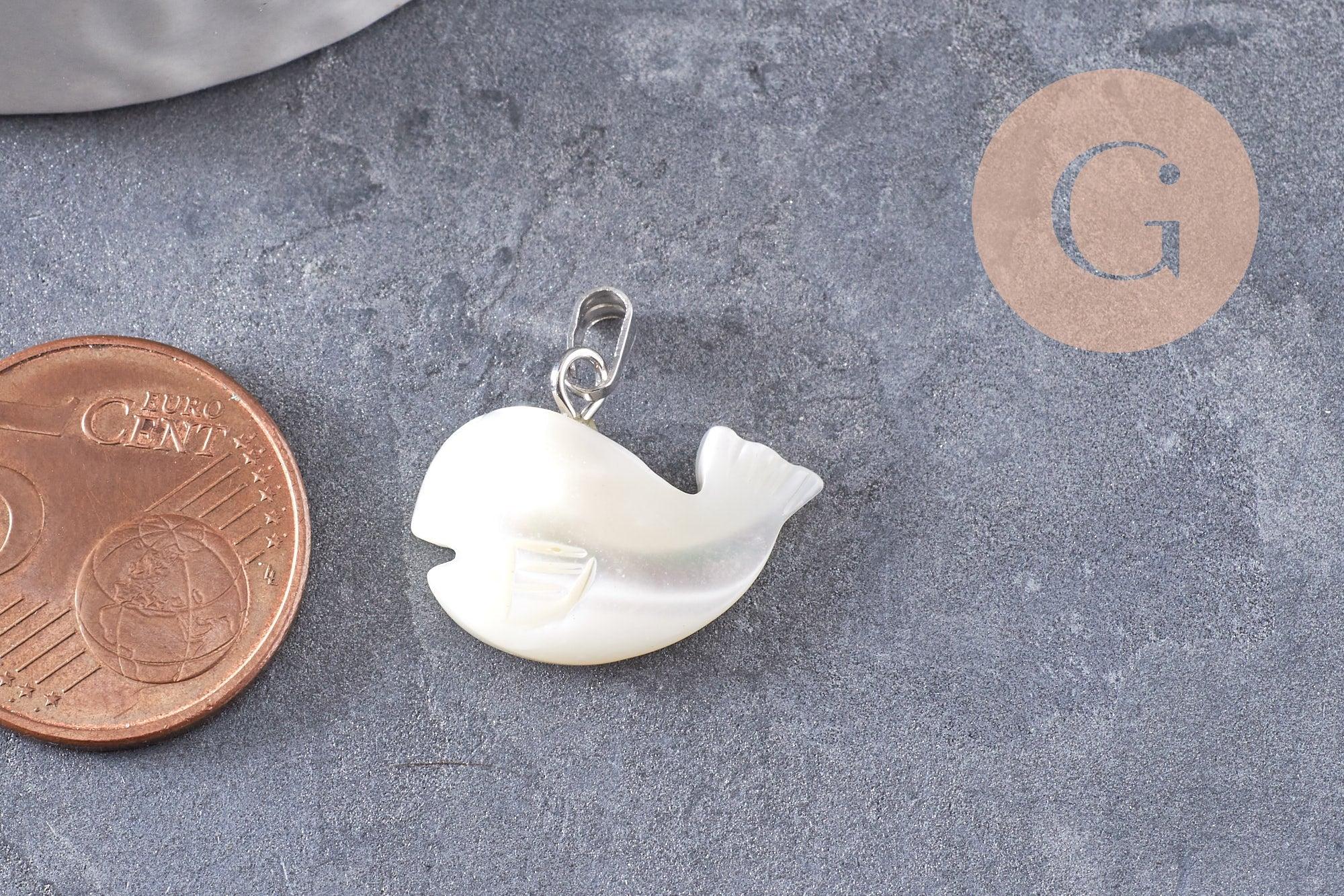 Gingerlily Pendentifs G9914 baleine nacre blanche 19,5mm pendentif x1