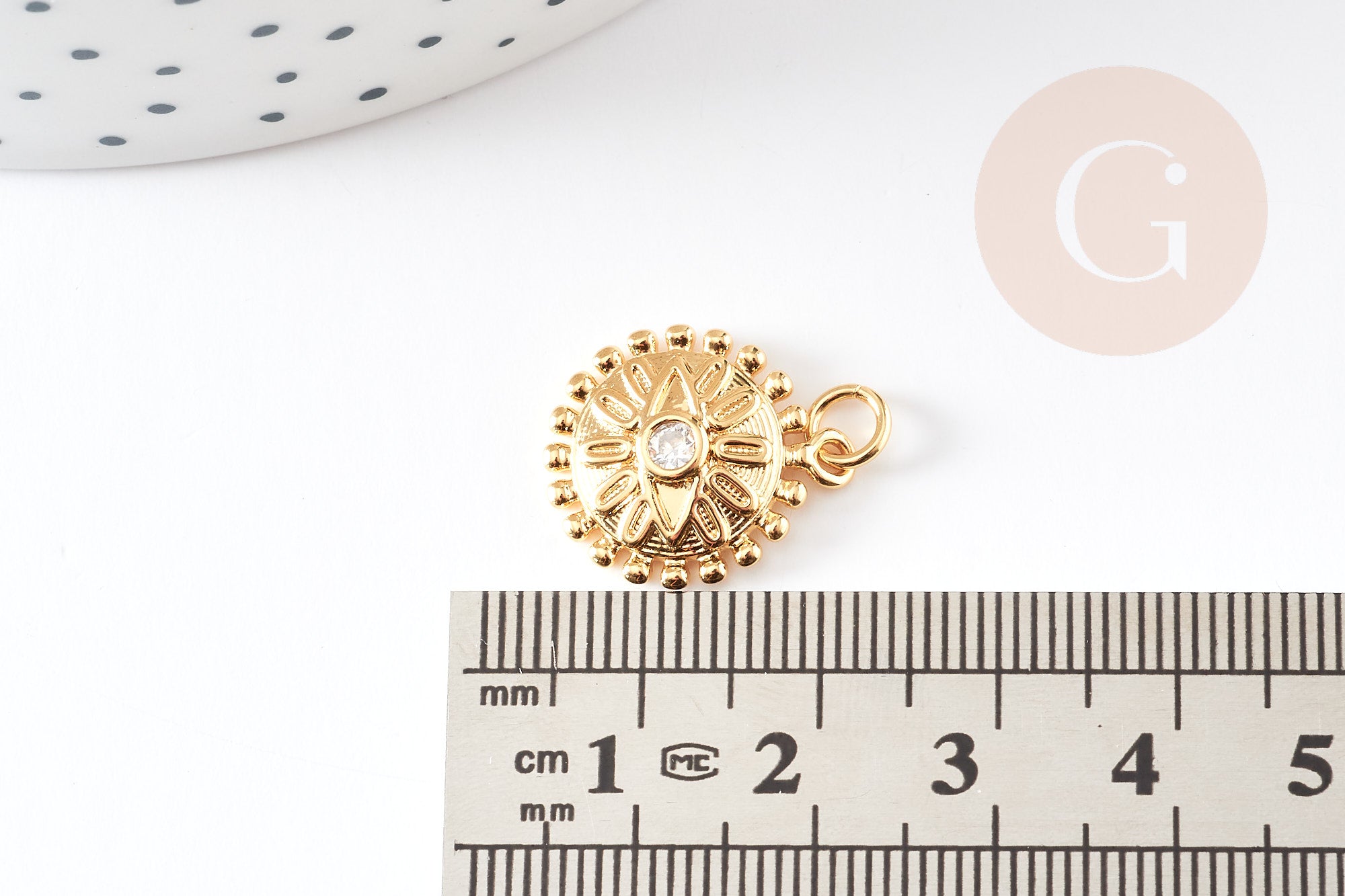 Gingerlily Pendentifs médaille oeil G5328 doré 18mm