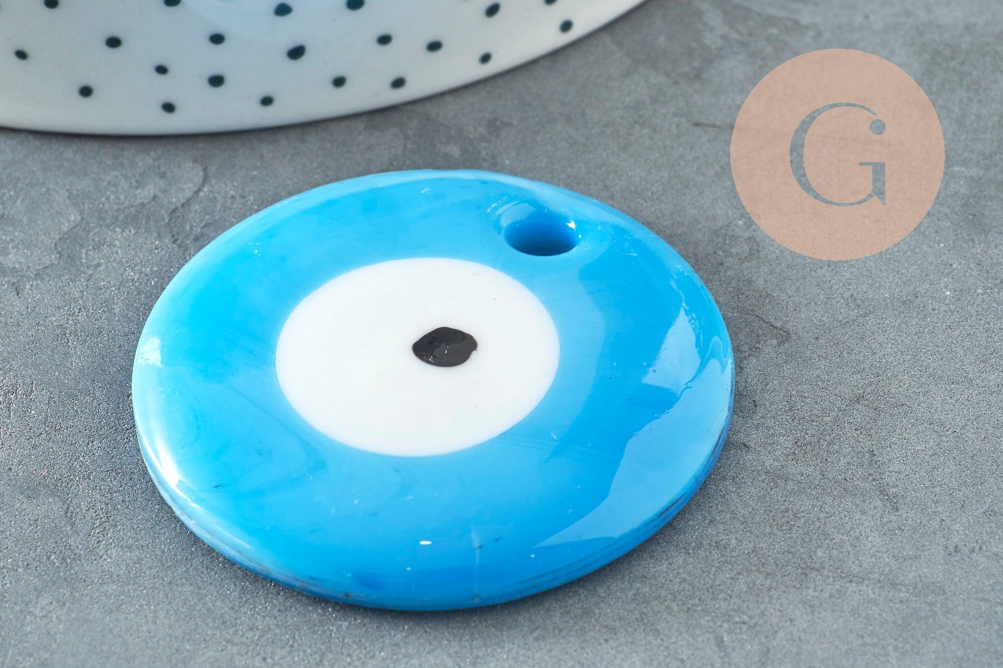 Gingerlily Mauvais Oeil G9444 pendentif verre bleu ciel 50mm x1