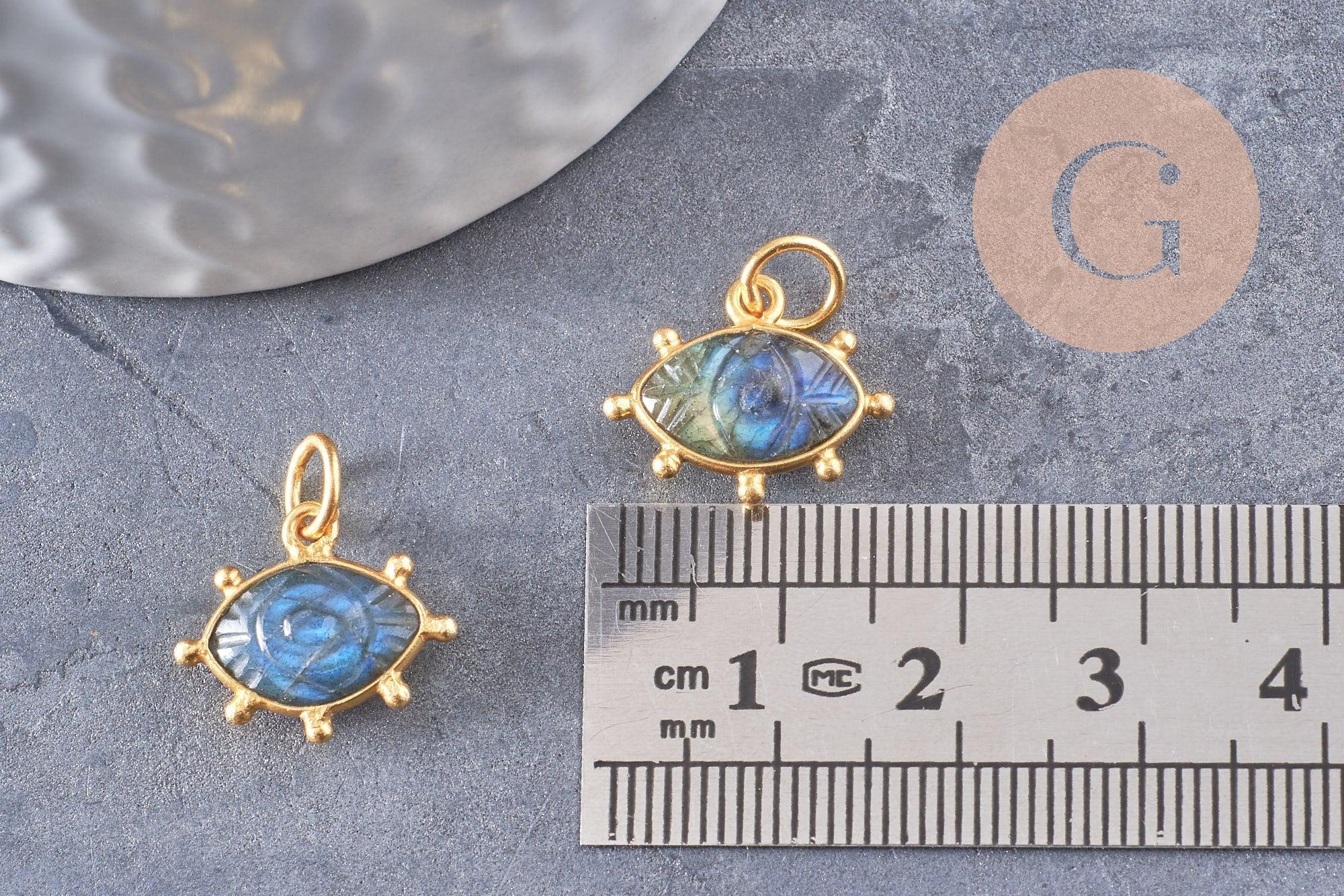 Gingerlily Oeil pendentif labradorite doré 15mm x1