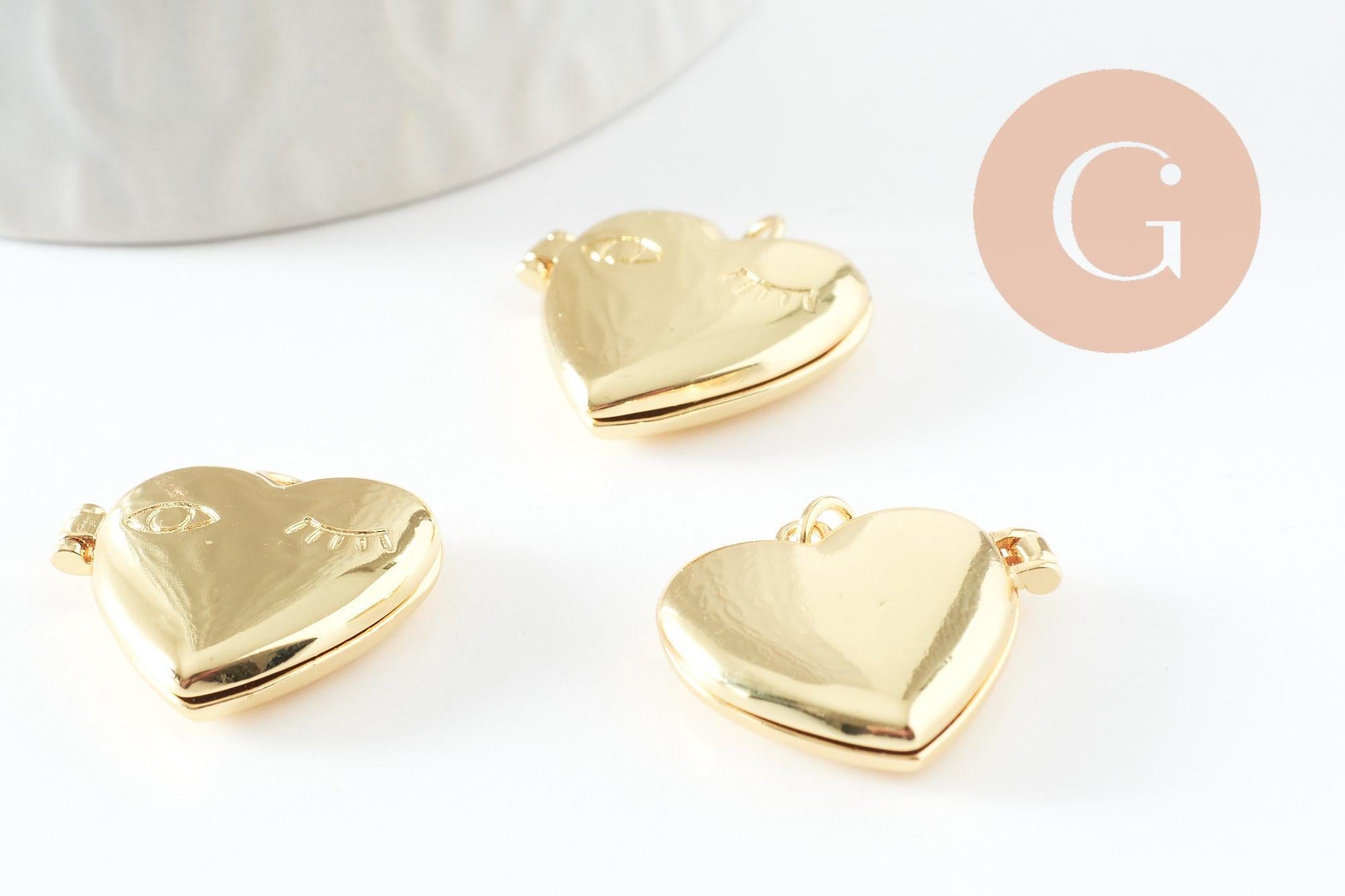 Gingerlily Pendentifs G9549 locket cœur doré 22 mm x1