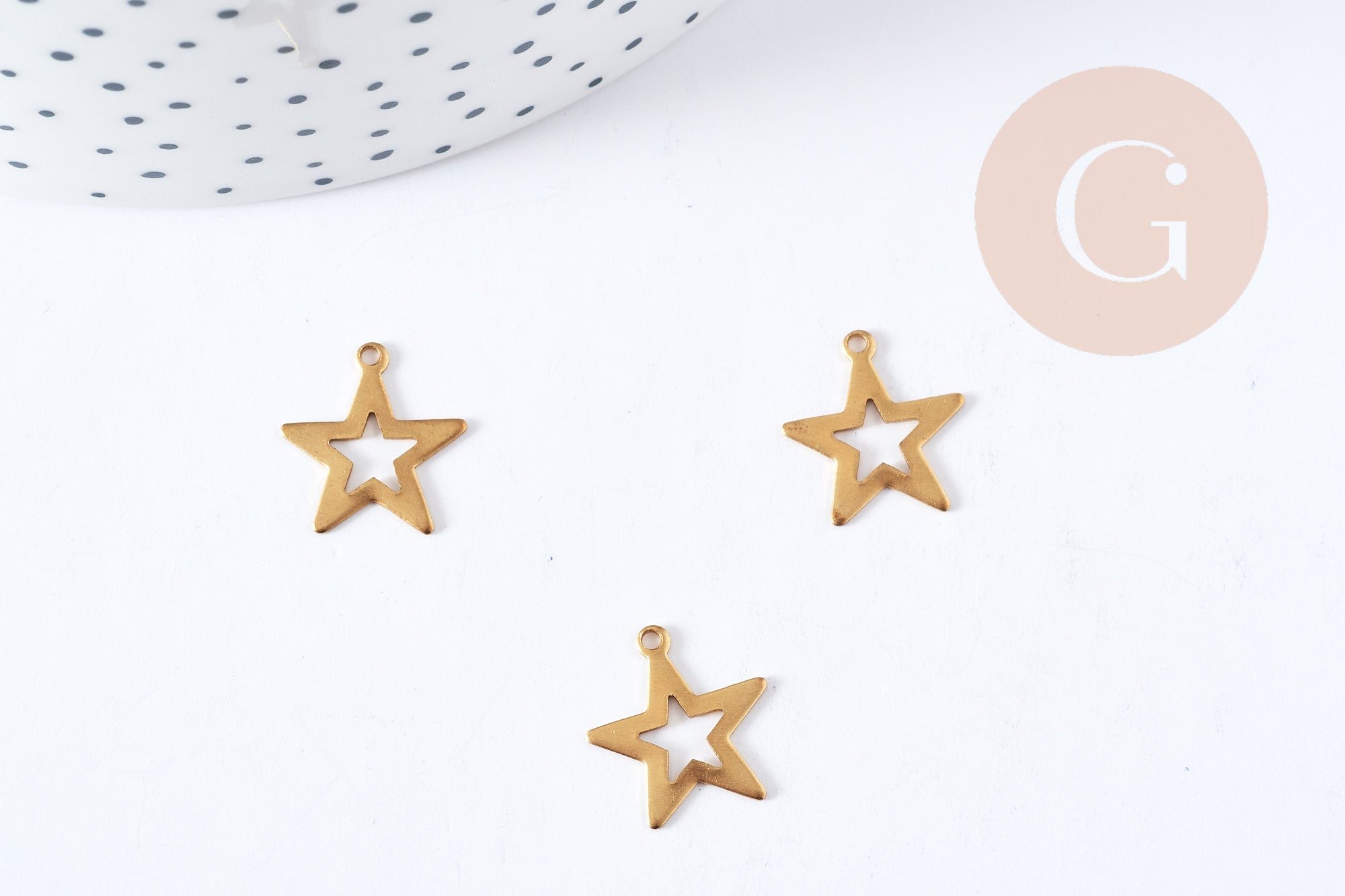 Gingerlily Breloques étoiles laiton brut 11mm breloque x5
