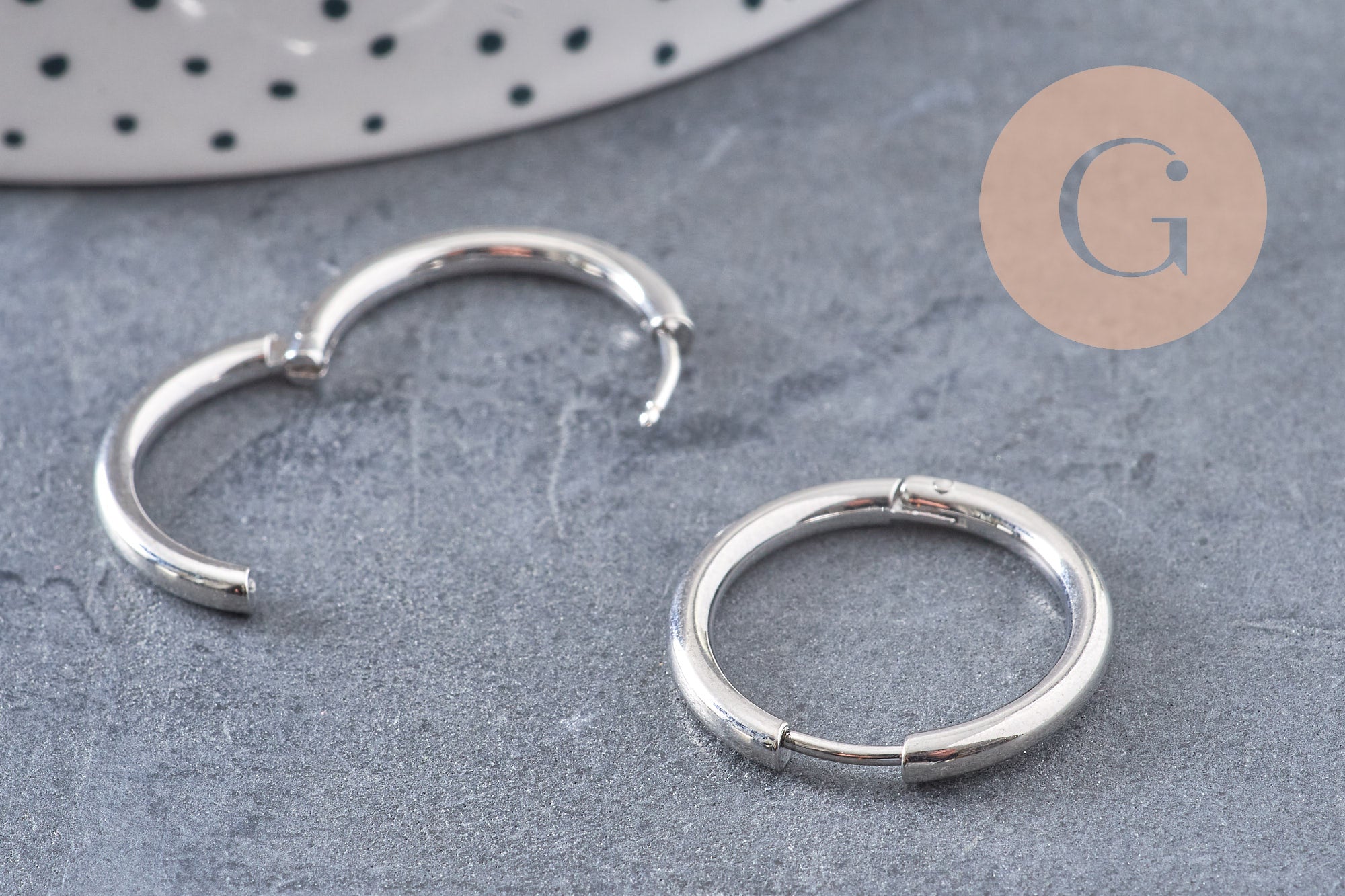 Gingerlily Créoles fines acier inox 304 platine 23mm paire