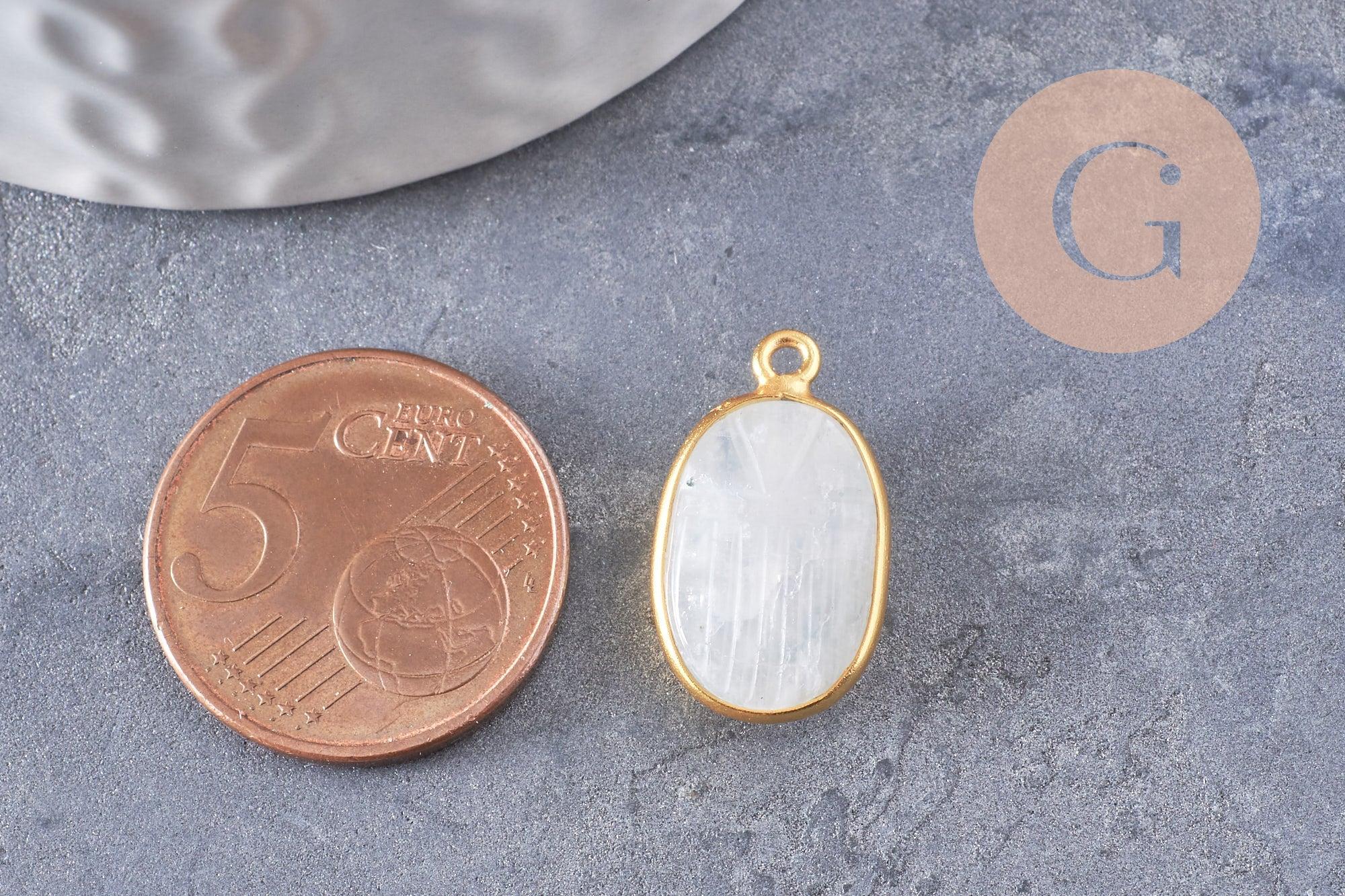 Gingerlily Pendentif scarabée pierre de lune G9864 argent doré 20mm