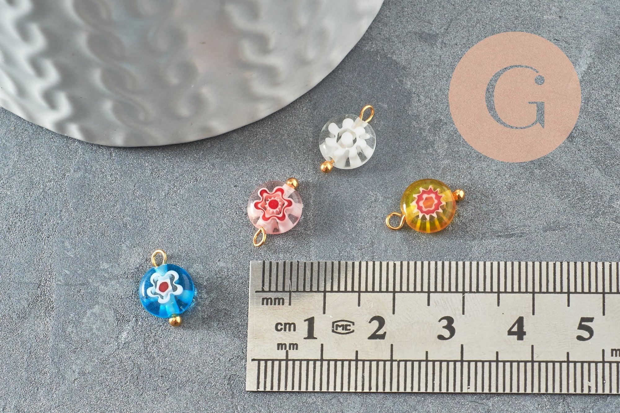 Gingerlily Pendentif DIY Œil Verre Doré 12mm x10 Multicolore