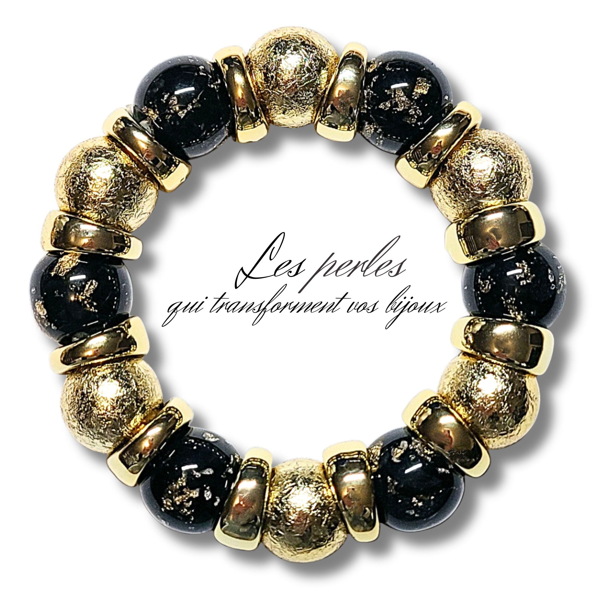 Artshop 319 boules acrylique effet Murano noir 16mm x15