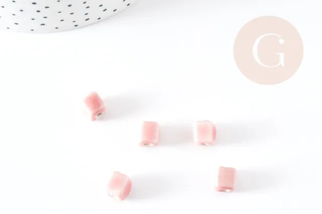 Gingerlily G9150 perles cube céramique rose 8mm x5