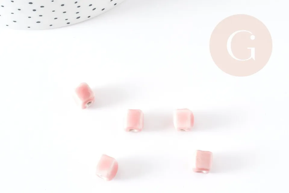 Gingerlily G9150 perles cube céramique rose 8mm x5