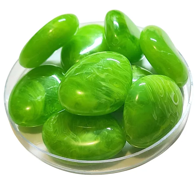 ARTSHOP Galets TIKA 23 perle vert prairie marbré x1