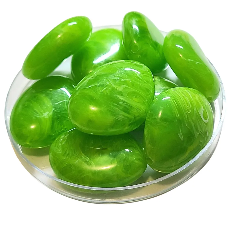 ARTSHOP Galets TIKA 23 perle vert prairie marbré x1