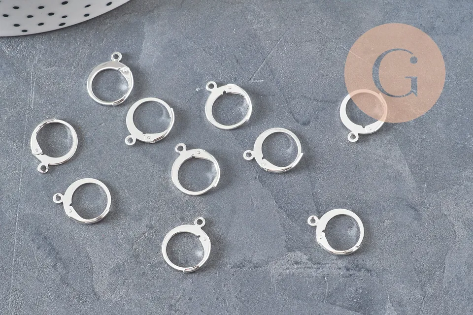 Gingerlily Supports dormeuses argenté 14,5mm acier x10