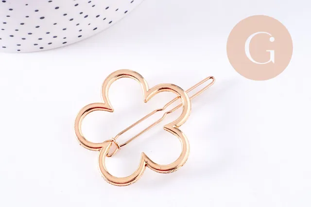 Gingerlily support barrette fleur clip doré 57mm x1