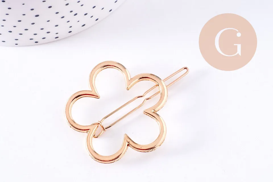 Gingerlily support barrette fleur clip doré 57mm x1