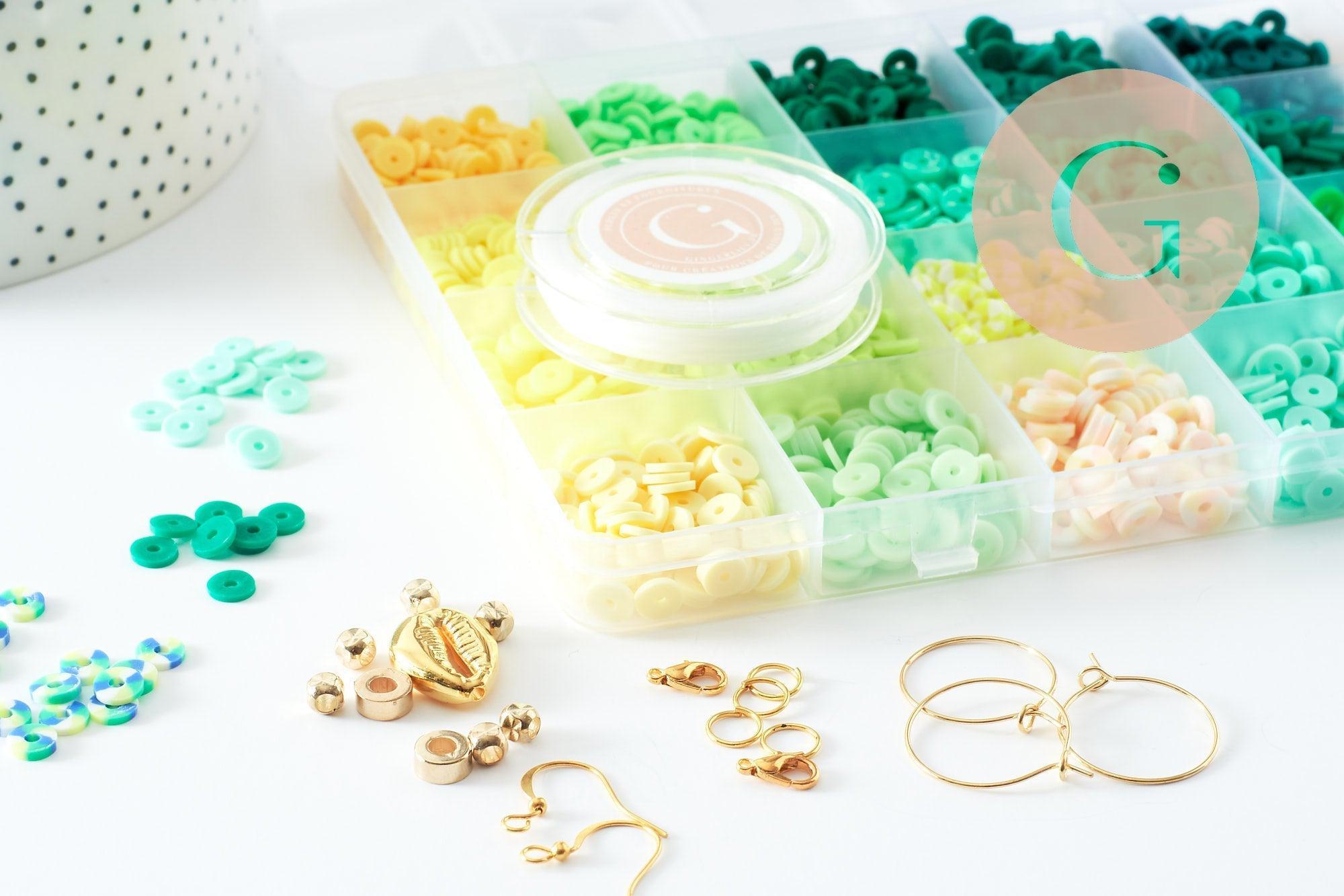 Gingerlily kit heishi G9764 coffret bijoux vert jaune sans pinces