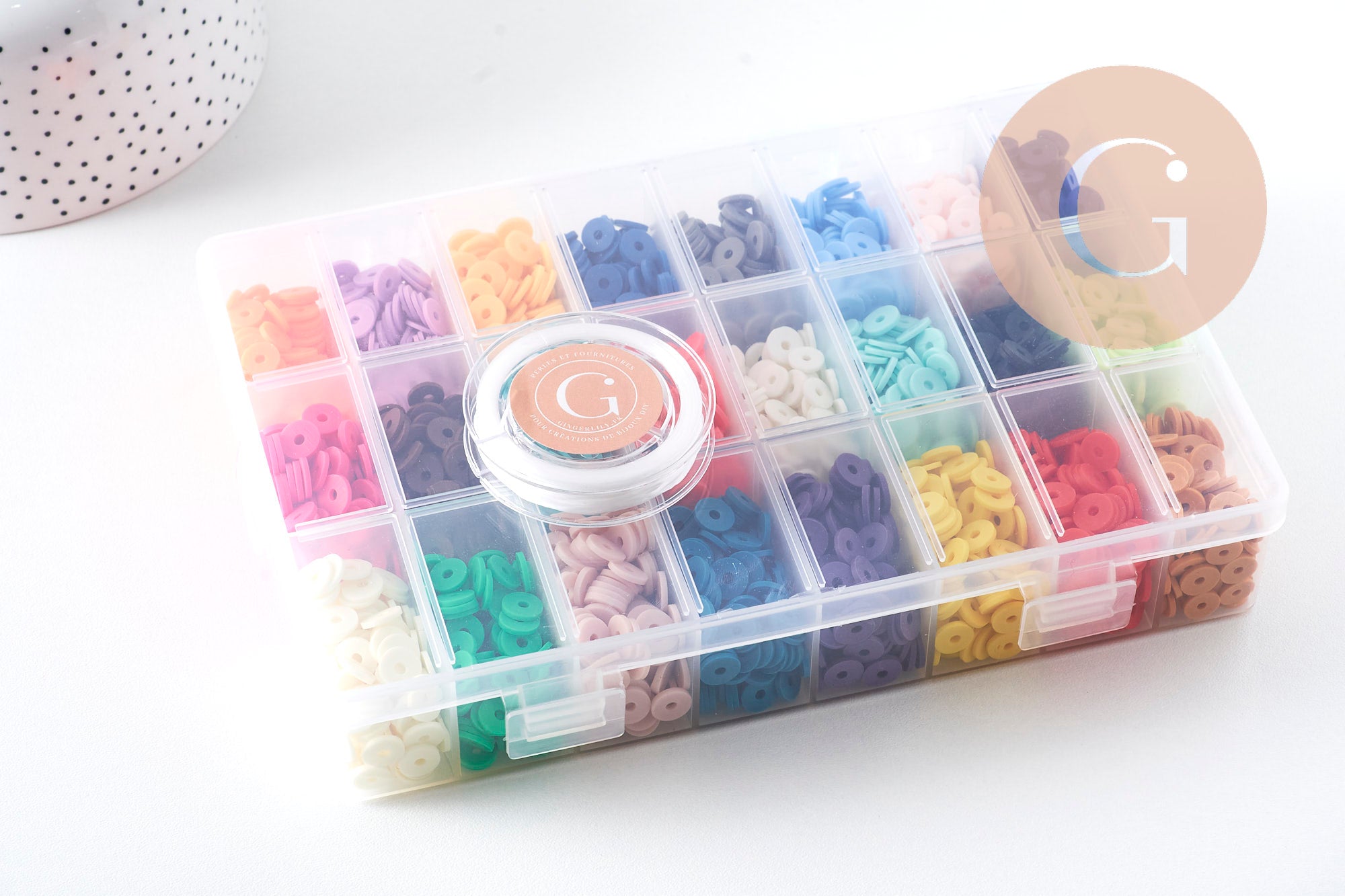 Gingerlily Kit perles heishi 8mm 24 couleurs boîte 4400