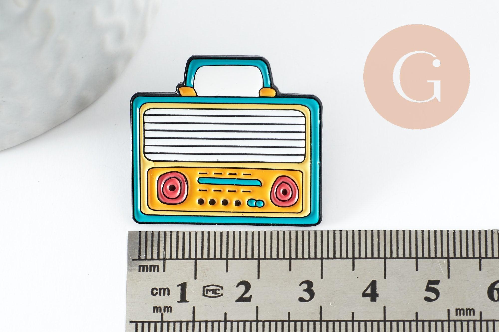Gingerlily Broche pin's radio émaillé 30,5mm x1