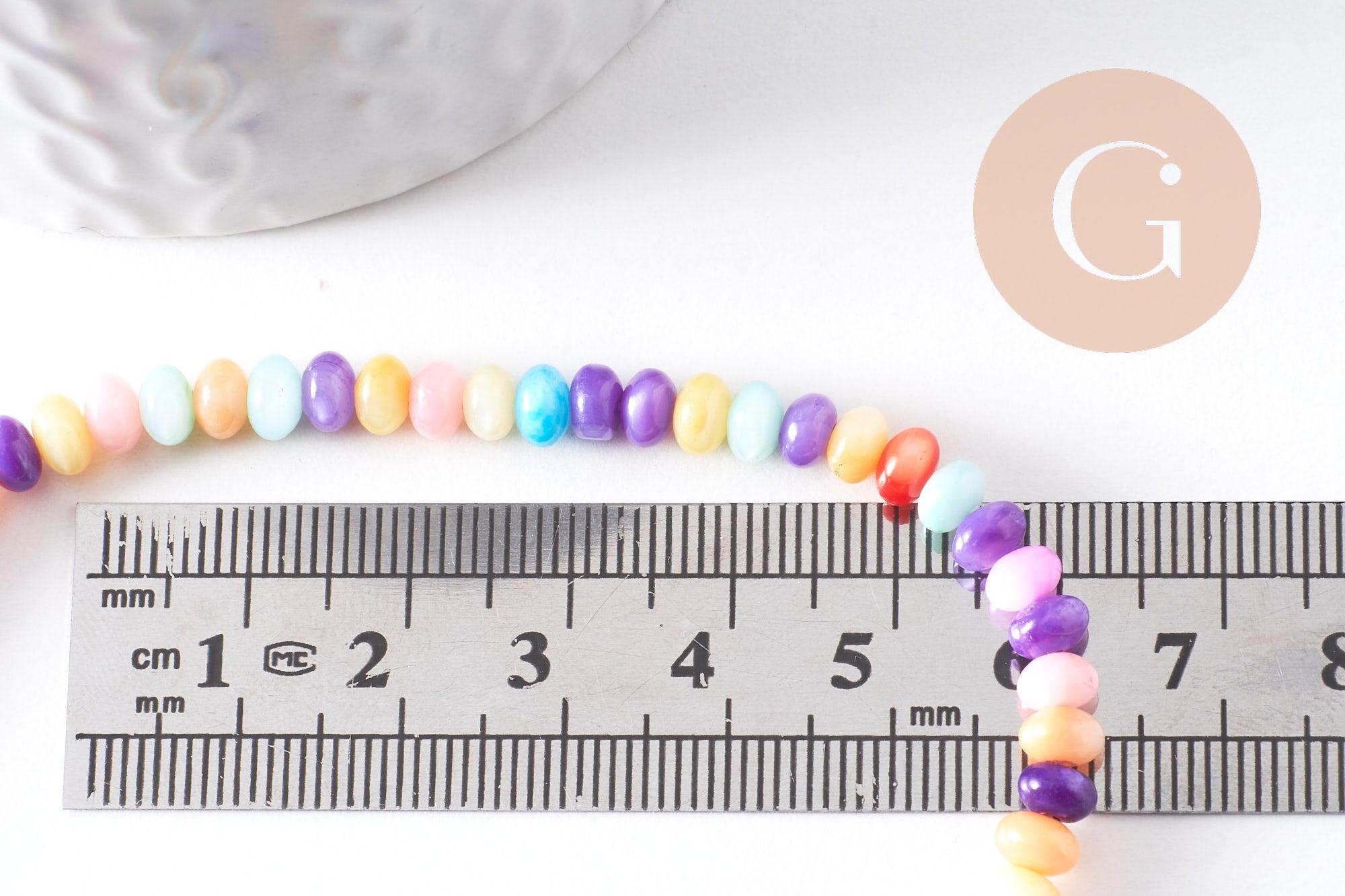 Gingerlily Perles DIY Rondelle nacre multicolore 5x3 mm fil 38 cm