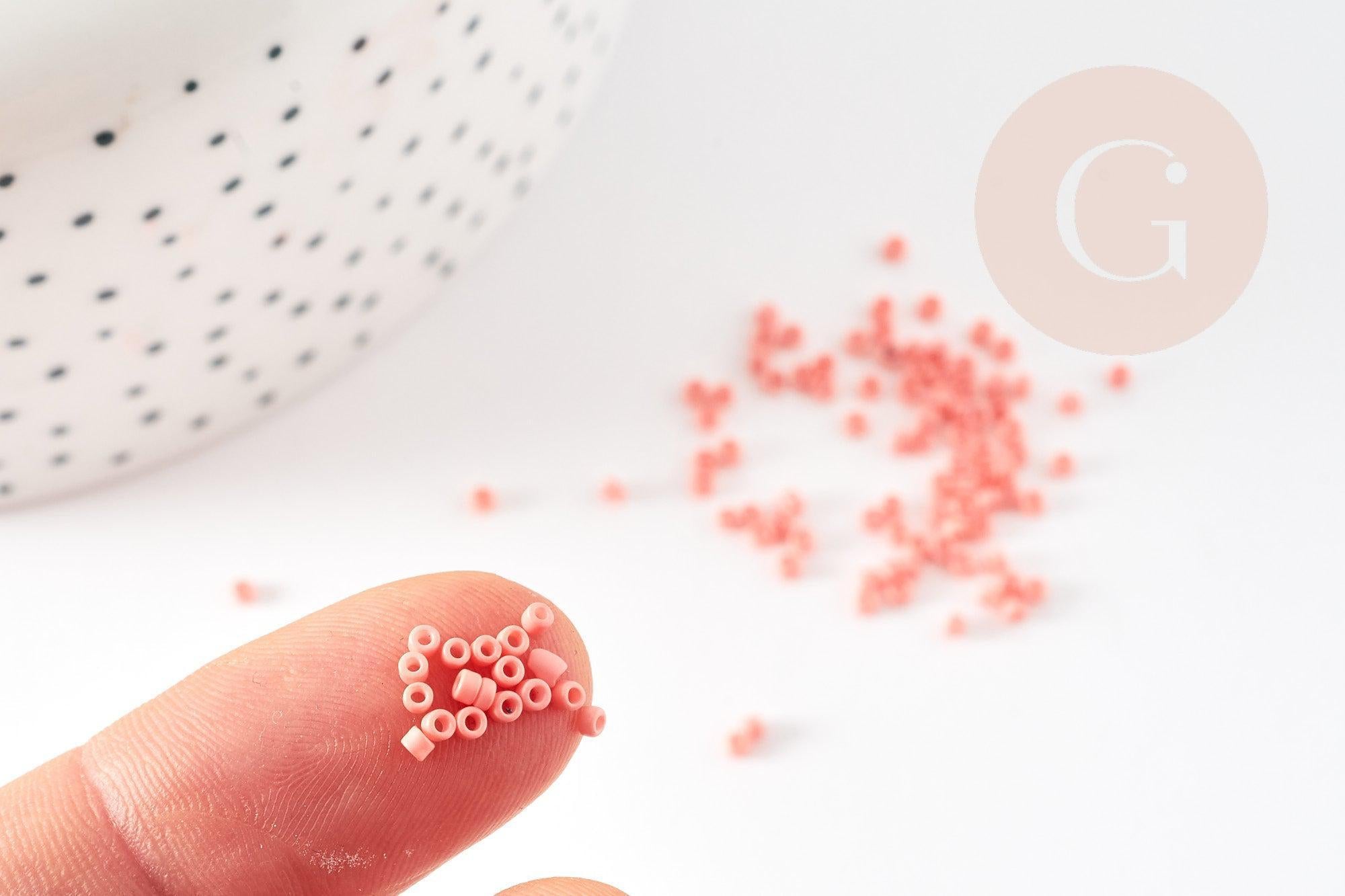 Gingerlily Perles rocaille tube verre corail 2mm 8gr