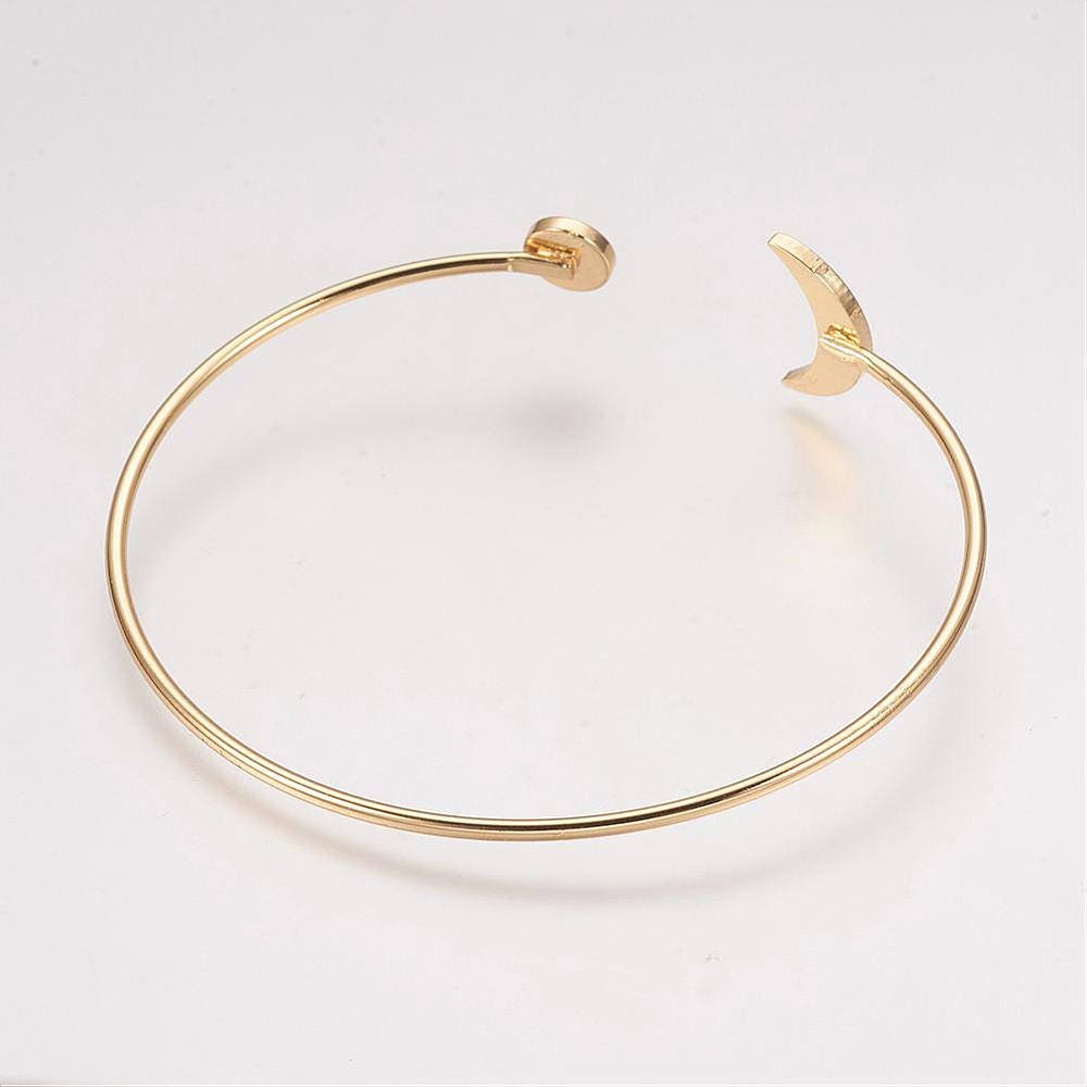 Gingerlily Bracelet jonc réglable lune laiton doré 14K, x1