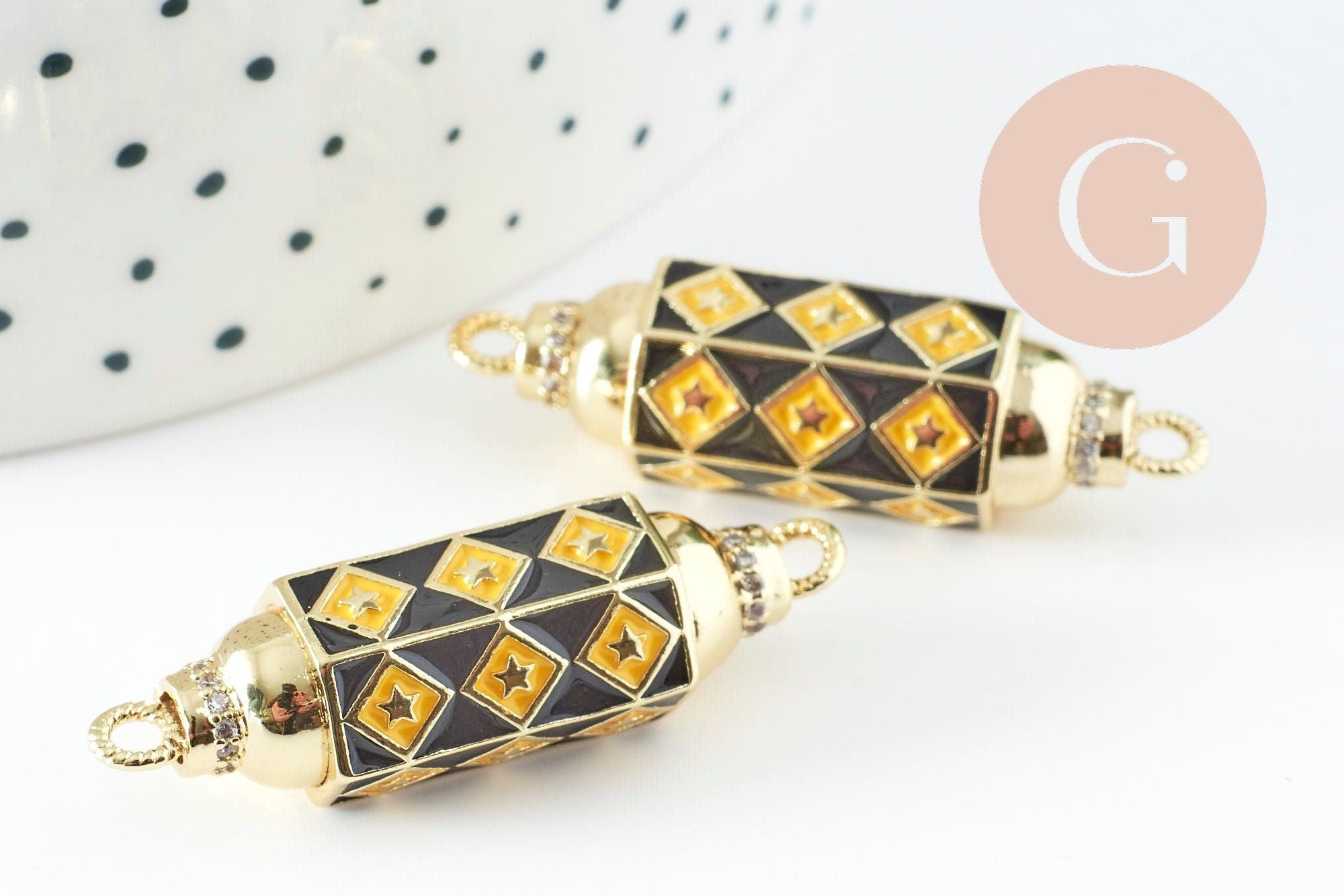Gingerlily Pendentifs DIY G9433 tube talisman damier 34mm