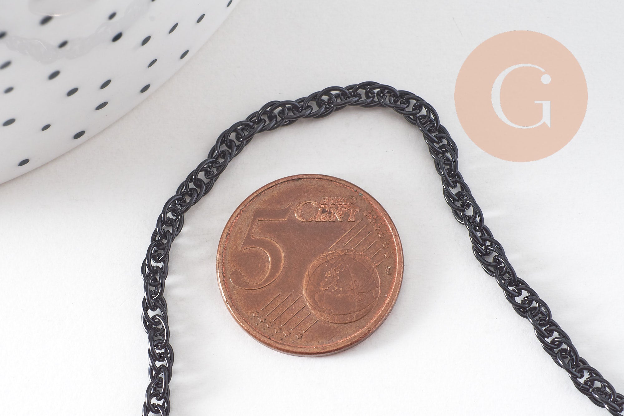 Gingerlily maille G1373 chaîne noire 2,8 mm 4 mètres