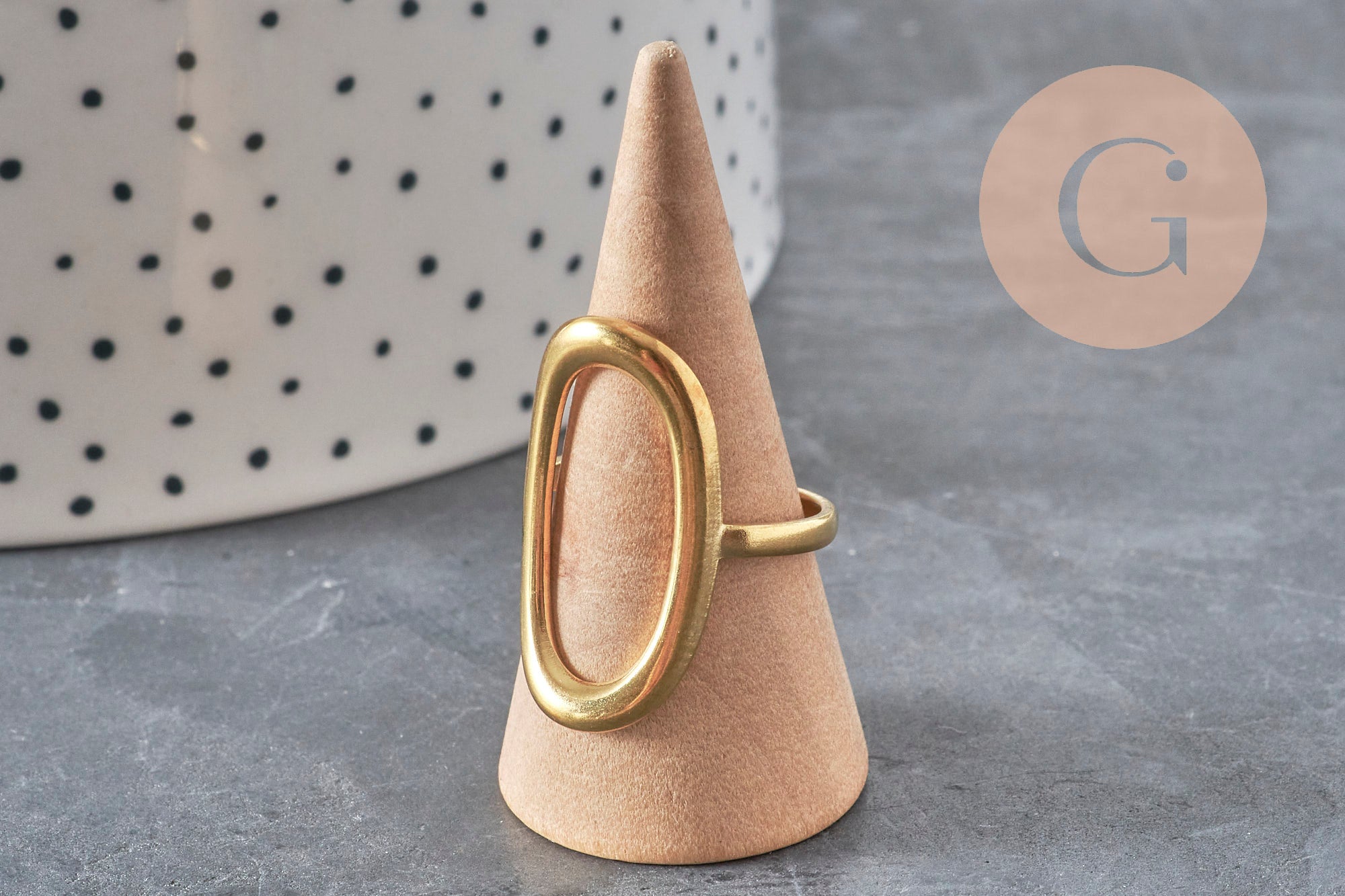 Gingerlily Bague ovale G11154 acier inoxydable doré taille 57