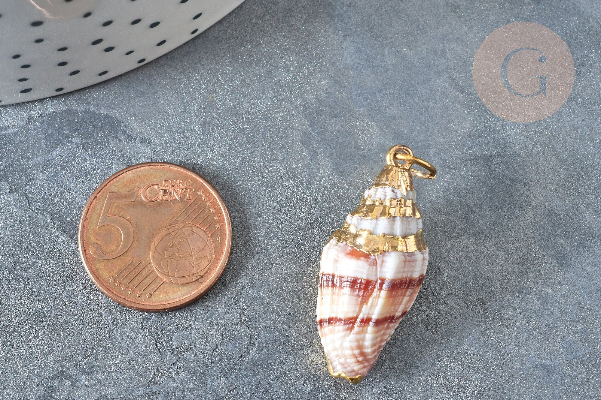 Gingerlily Pendentif coquillage spirale marron doré 30-50 mm x1