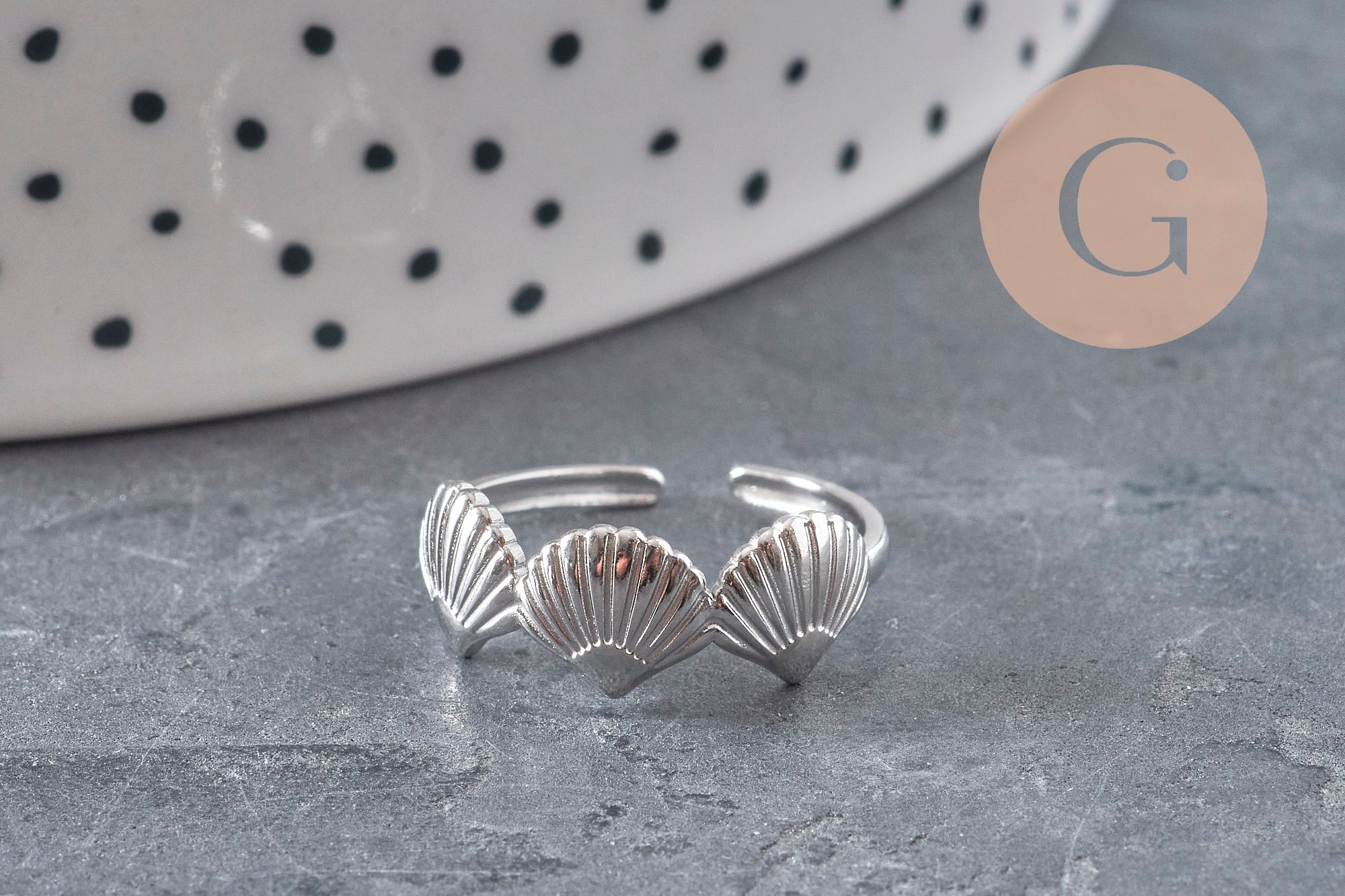 Gingerlily Bague réglable coquillages acier G11151