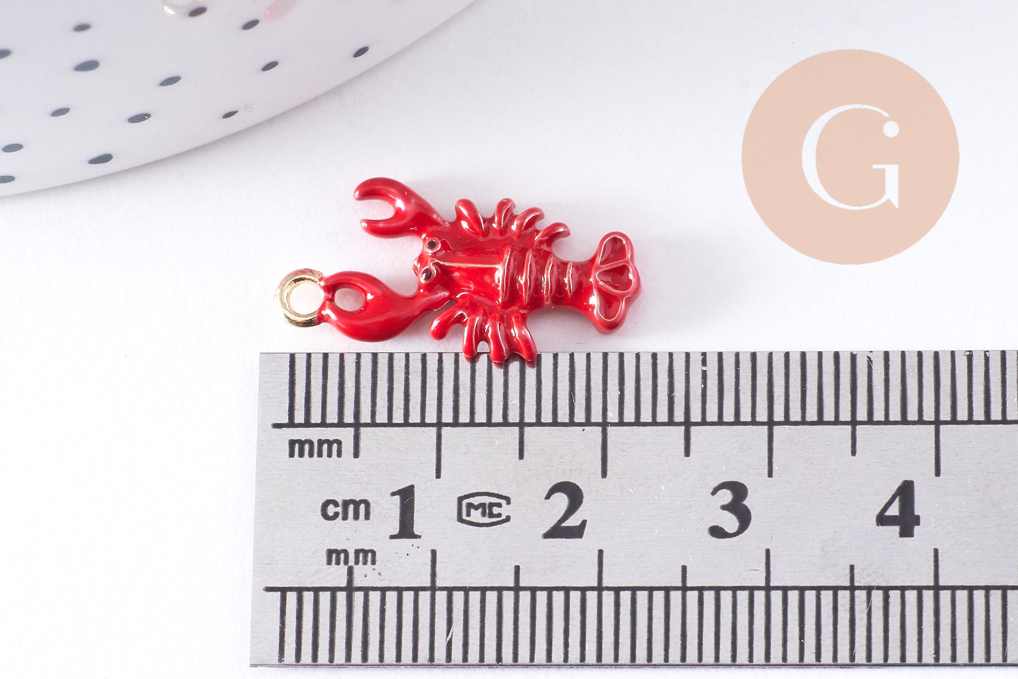 Gingerlily Perles G10619 pendentif homard rouge 21 mm