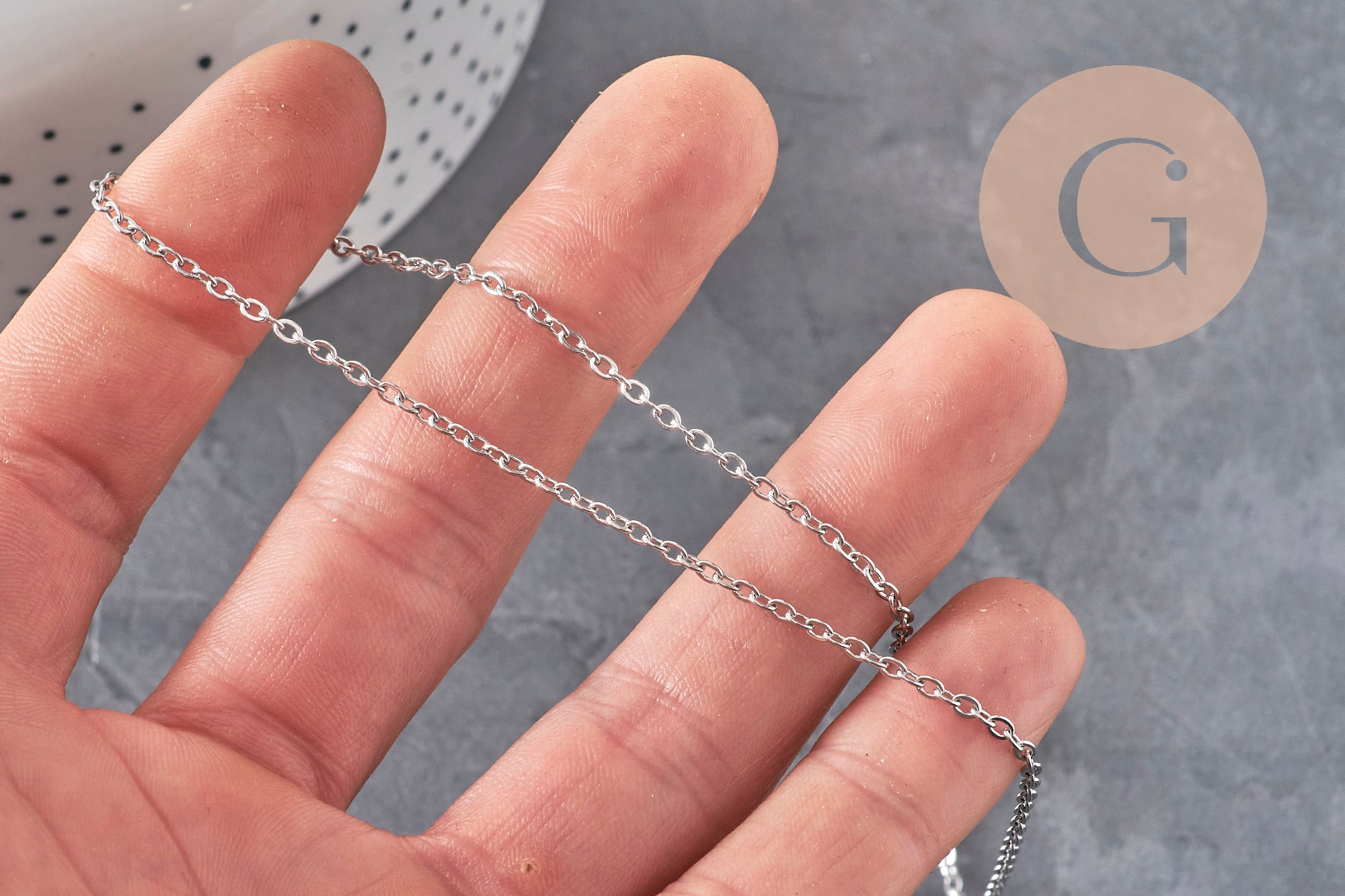 Gingerlily Chaînes collier chaîne forçat platine 2mm 37,8cm x1 inox