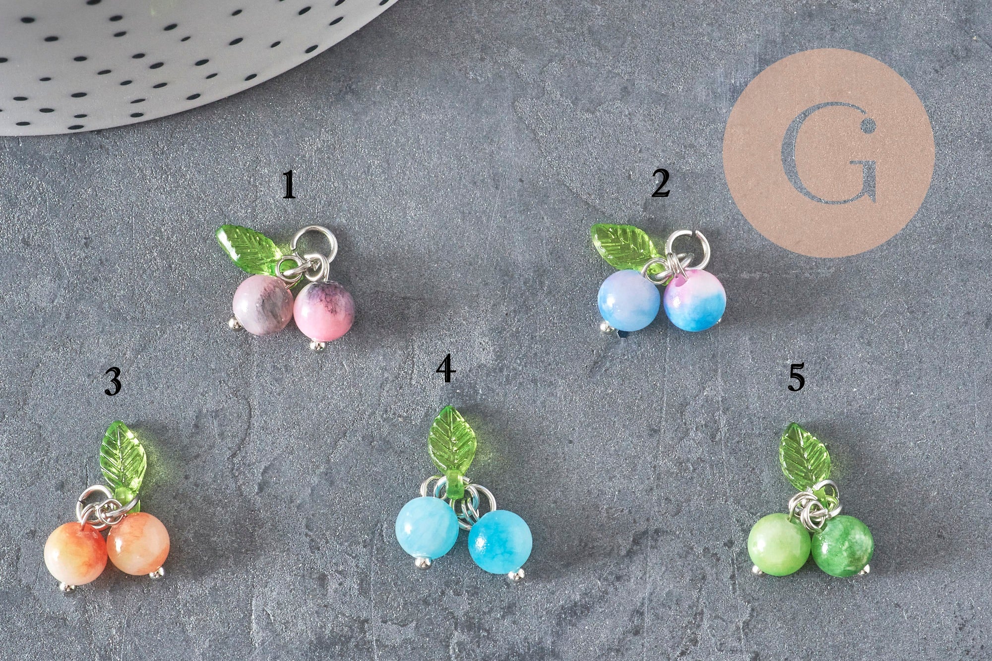 Gingerlily G11379 breloque cerise jade 14 mm x1