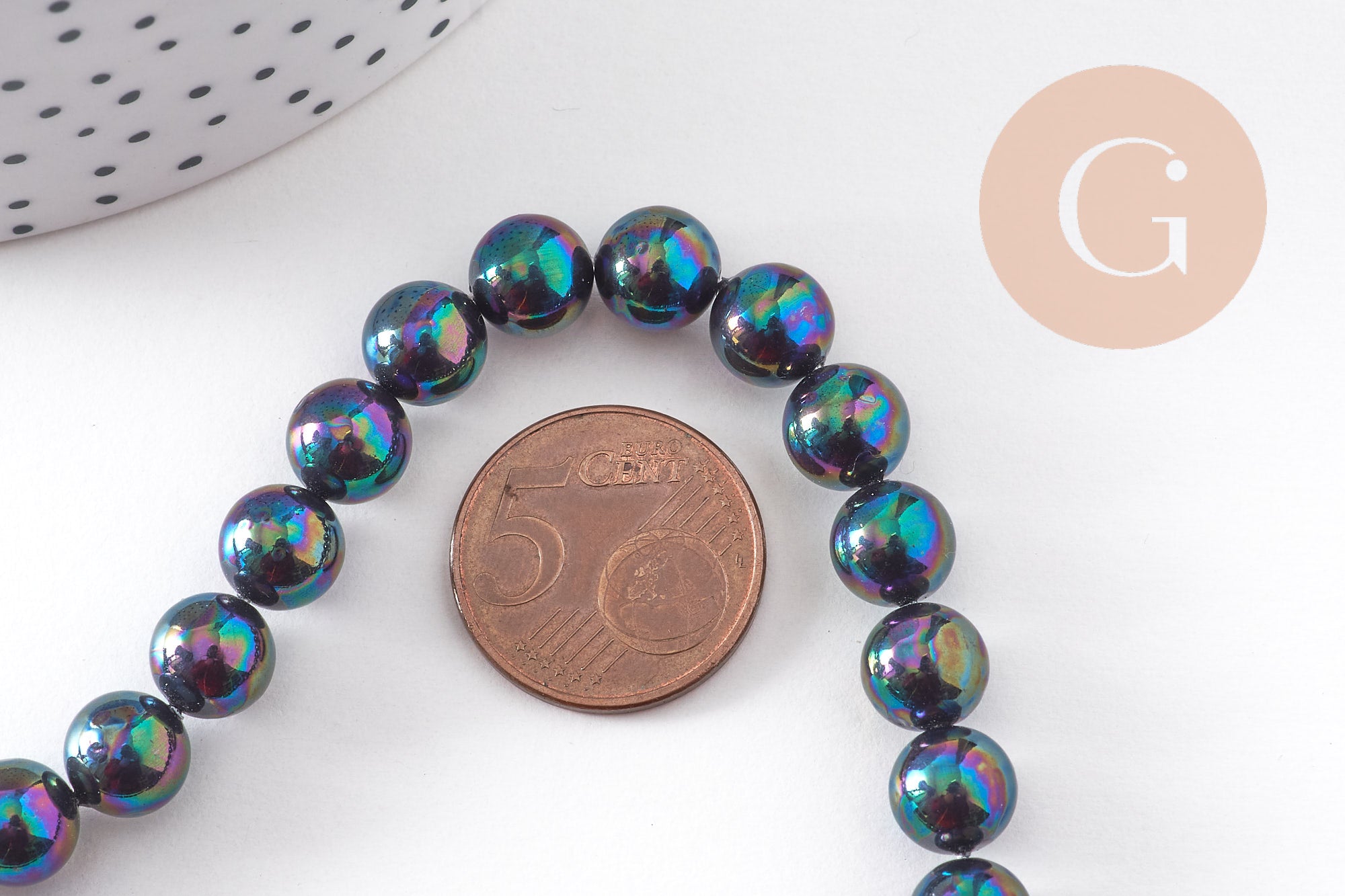 Gingerlily Perles G10912 perles nacre noire 8 mm fil 40 cm