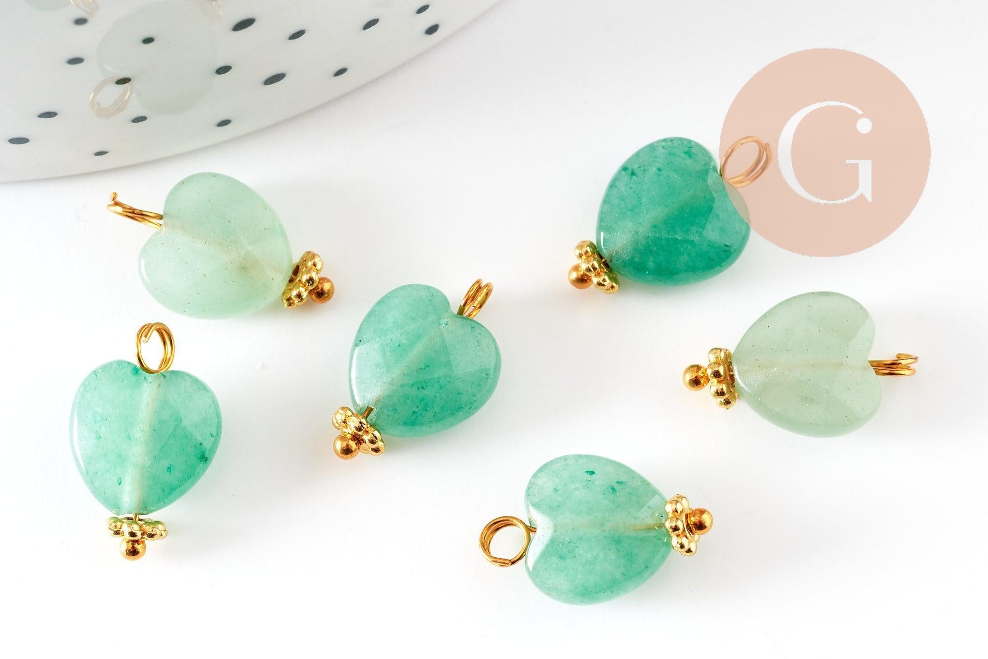 Gingerlily Pendentif coeur aventurine verte 15mm x1 doré