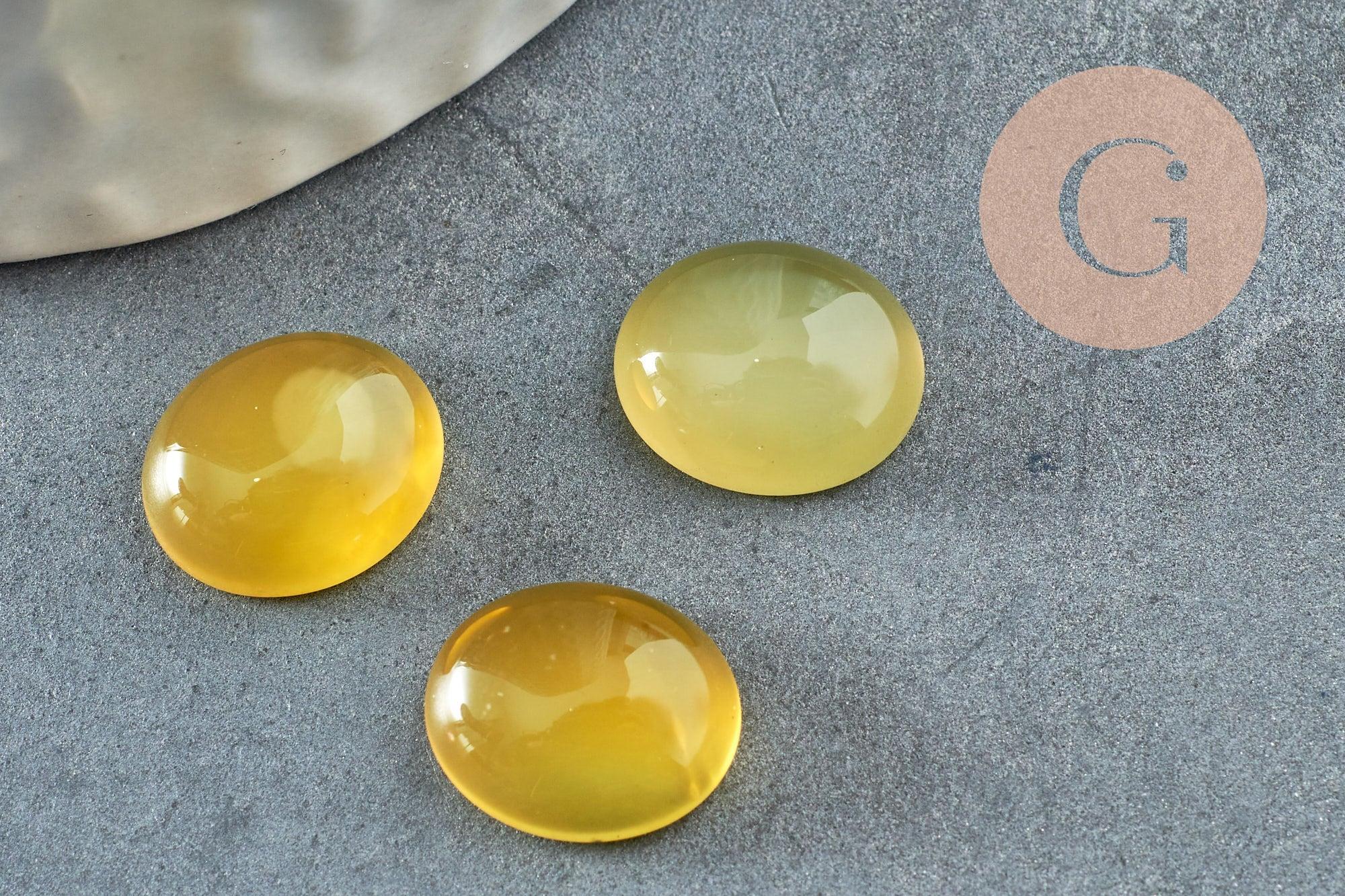 Gingerlily Cabochon ovale jade jaune 12x10mm à l'unité