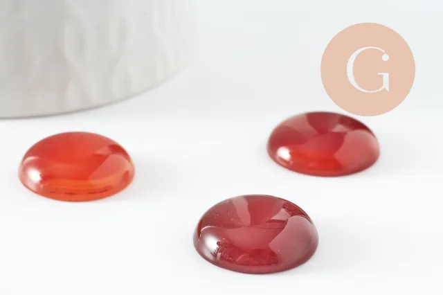 Gingerlily Perles cabochon agate orange 20mm pierre ronde