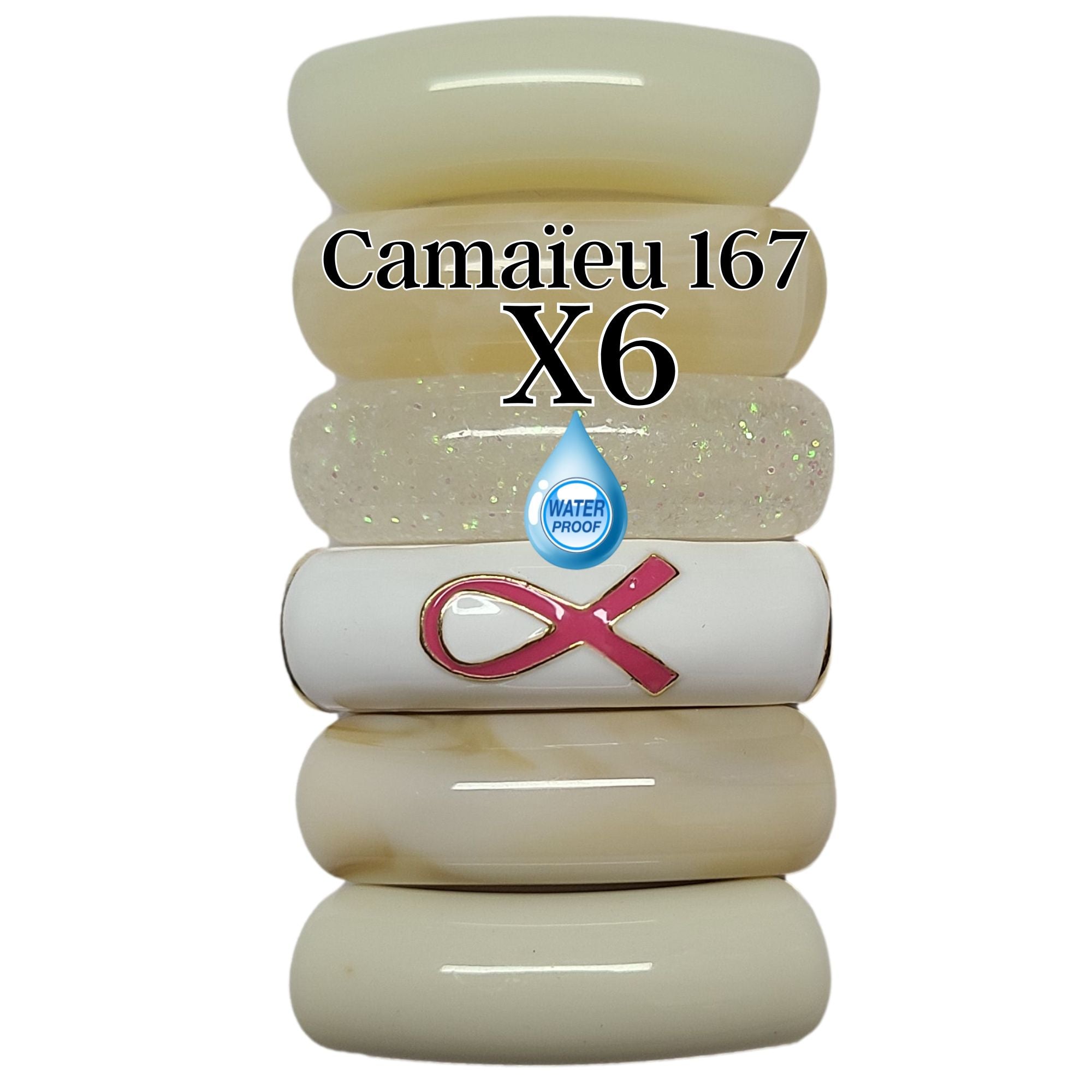 ARTSHOP Camaieux 167 lot 6 tubes incurvés 12mm beige ruban
