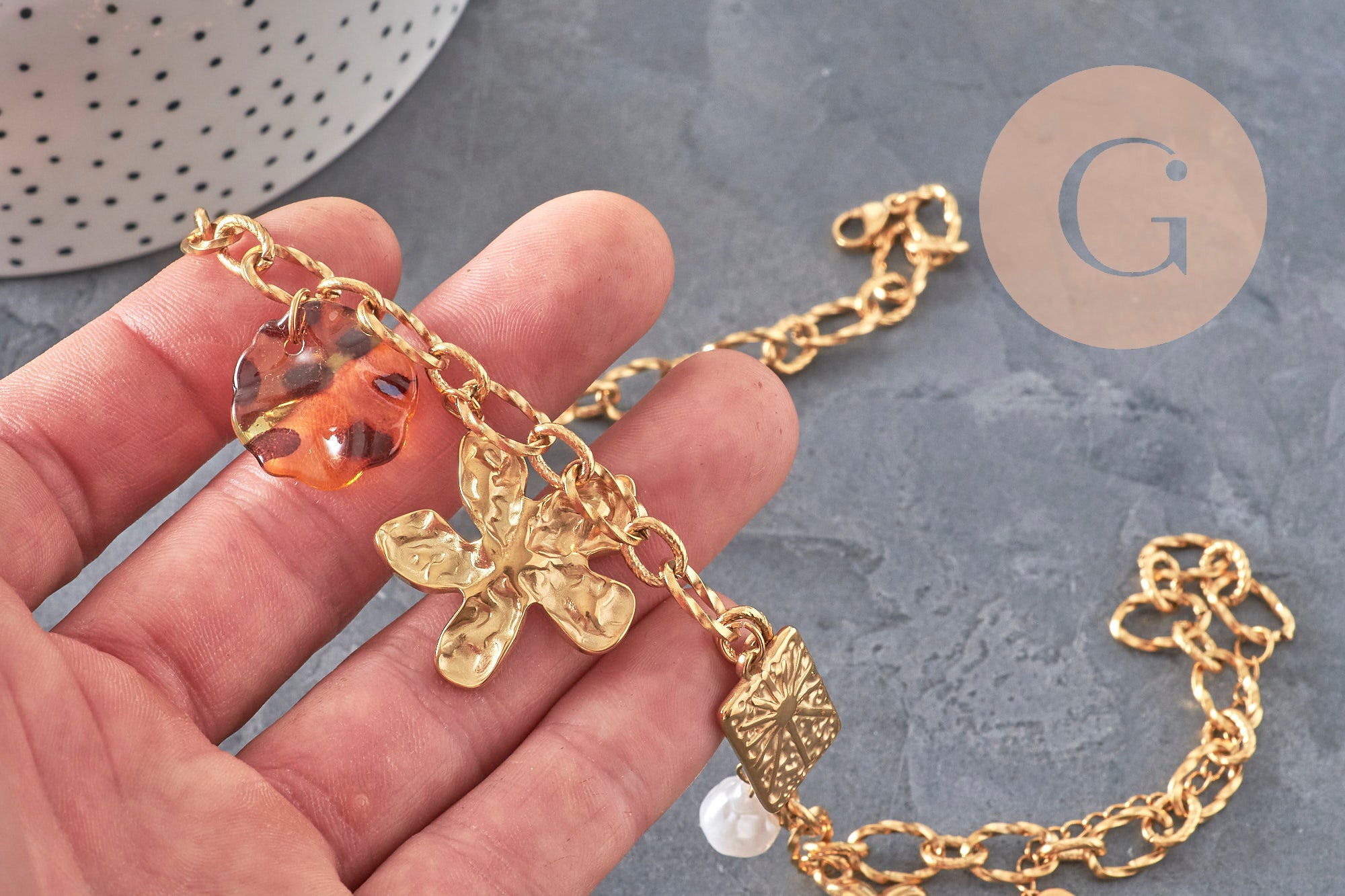 Gingerlily G11290 kit collier breloques acier doré