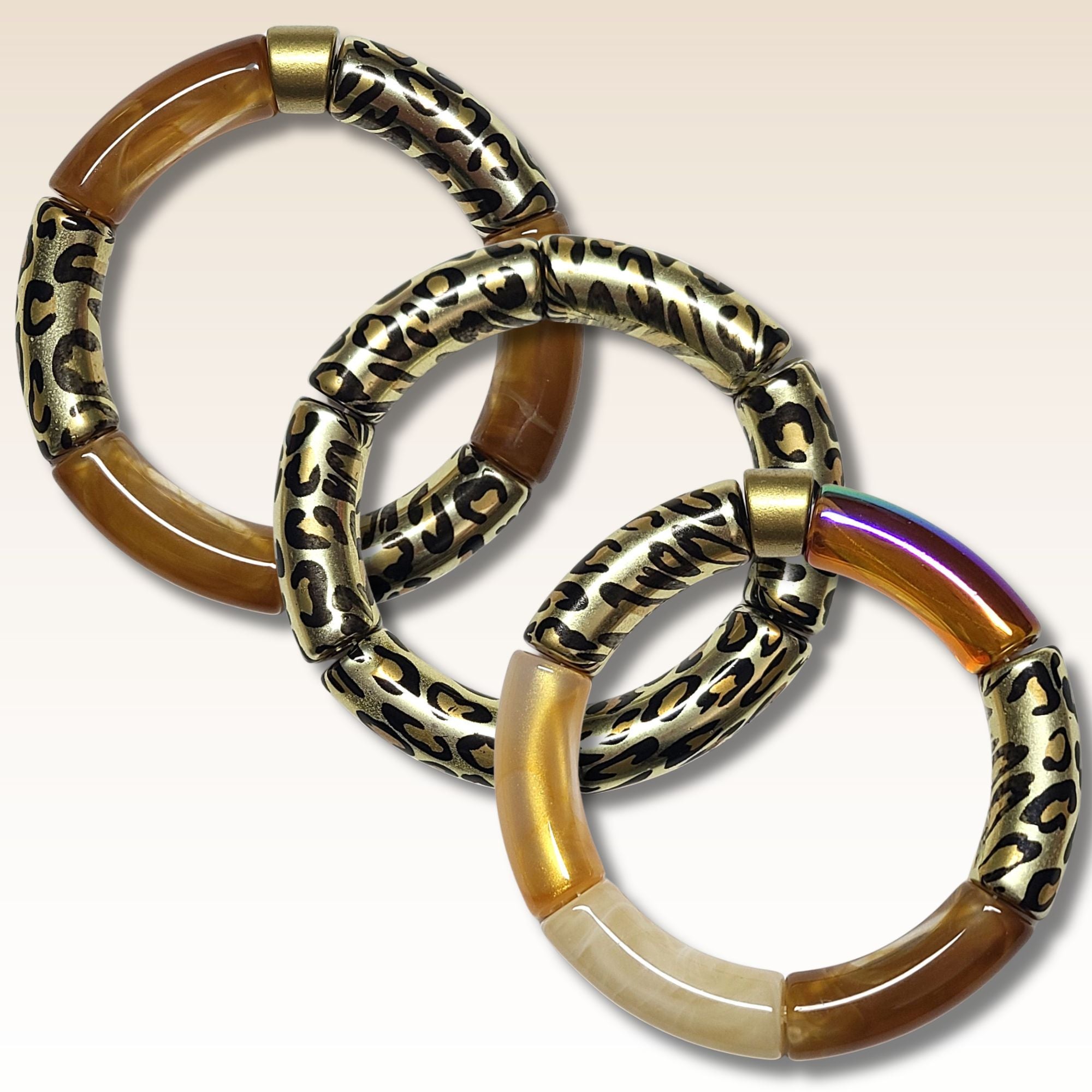 ARTSHOP Tubes DESIGN 377 perle tube incurvé léopard gold 12mm x1