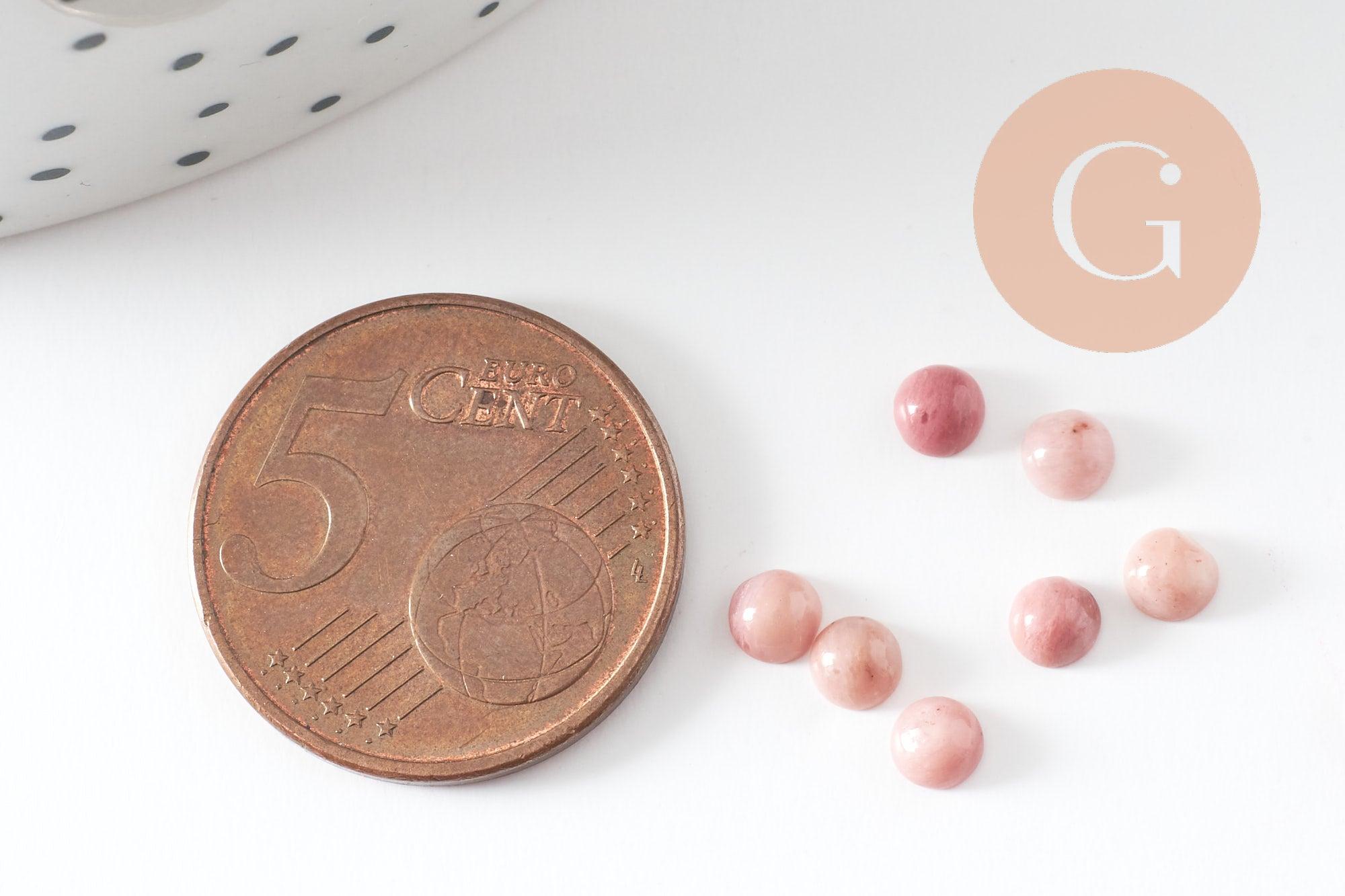 Gingerlily Rhodonite cabochon rond 4mm pierre naturelle rose