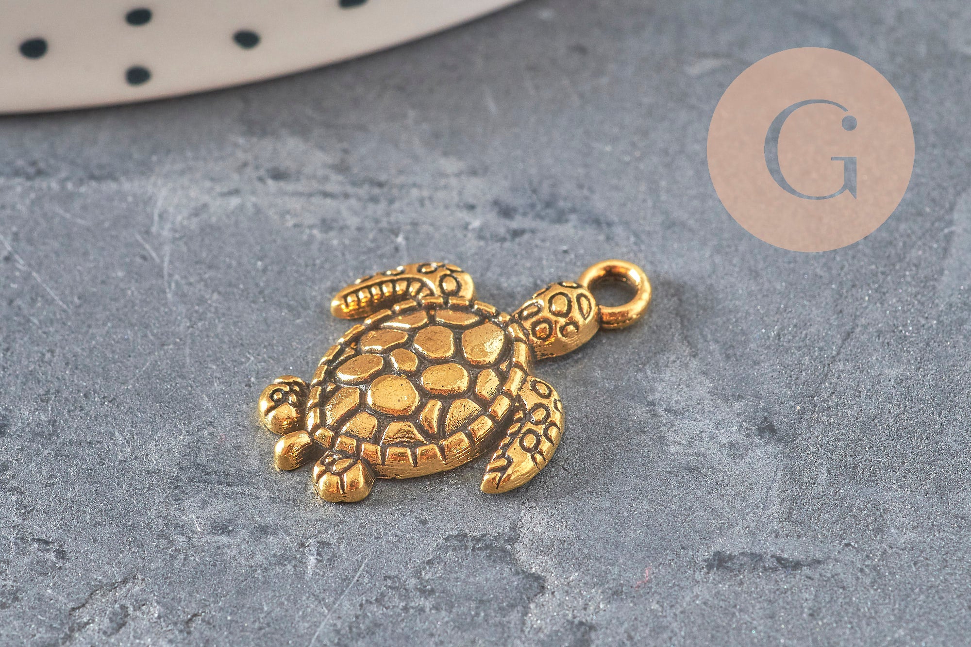 Gingerlily tortue G11229 breloque dorée 23mm x5