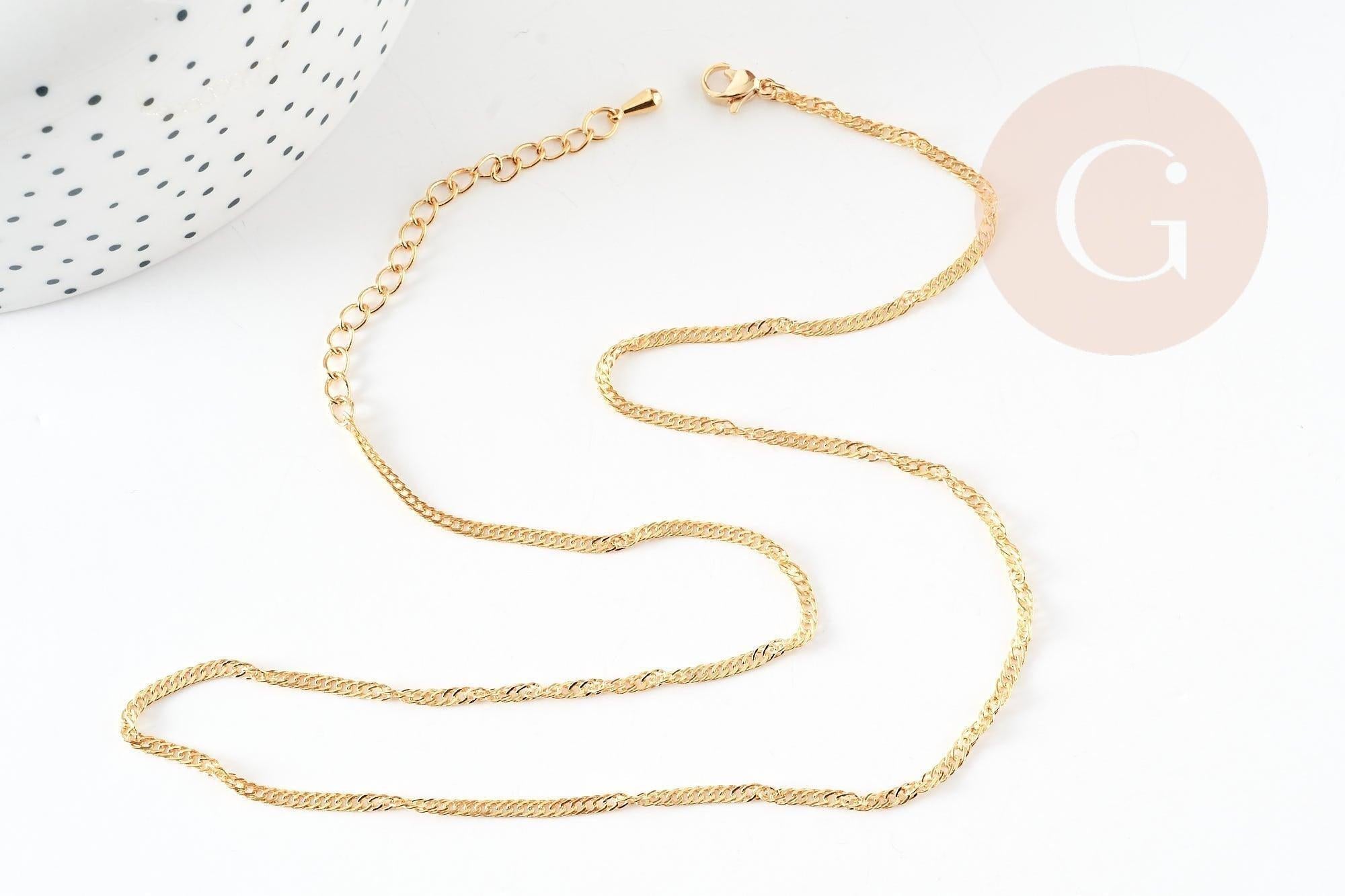 Gingerlily Chaînes G9240 collier maille singapour dorée 45/50cm