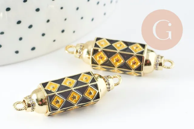 Gingerlily Pendentifs DIY G9433 tube talisman damier 34mm