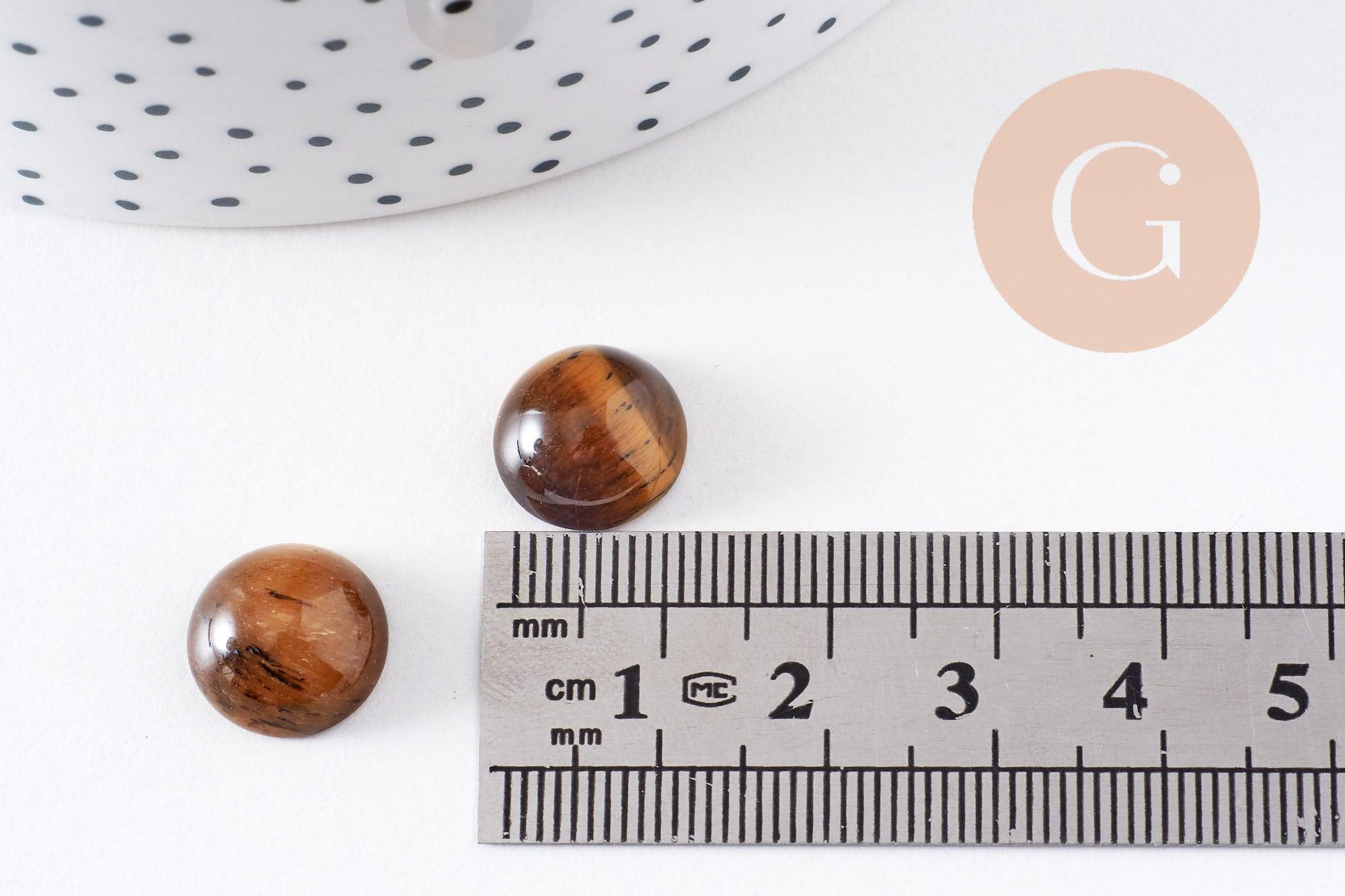 Gingerlily Cabochon œil de tigre naturel rond 12 mm marron