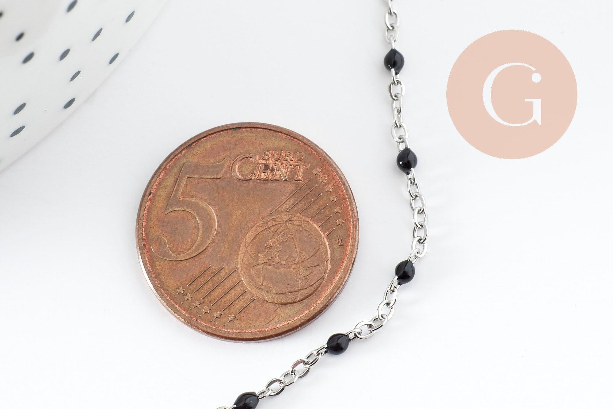 Gingerlily G10010 chaîne collier acier résine noire 40,5cm