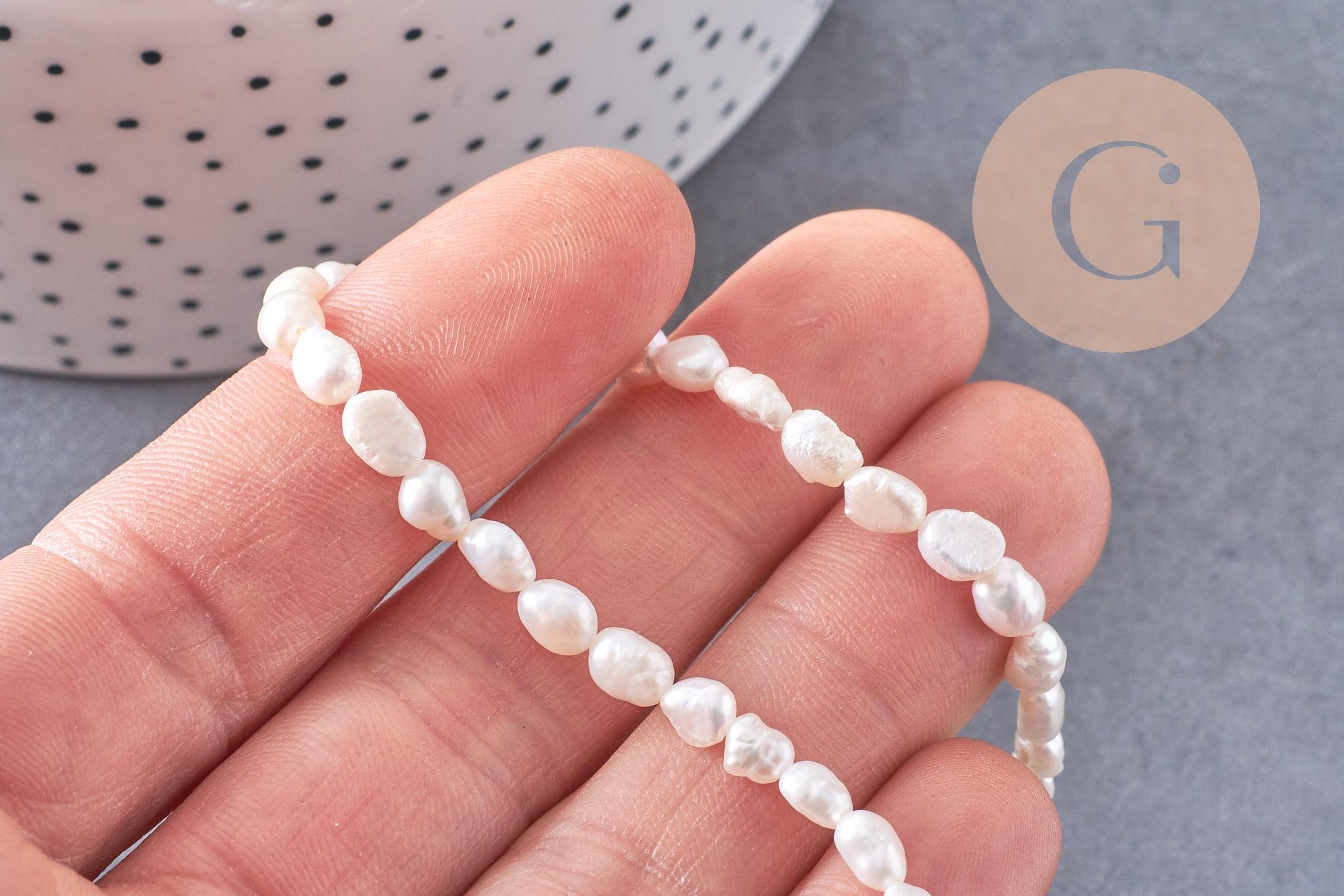 Gingerlily Perles keshi G10540 eau douce 5-6mm fil 18cm