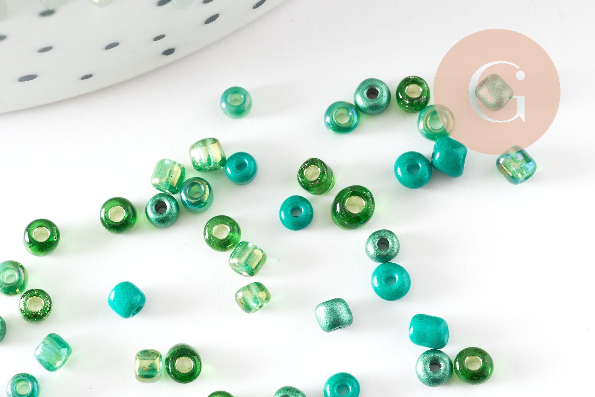 Gingerlily Perles Rocailles verre verts 10g camaïeu G9511