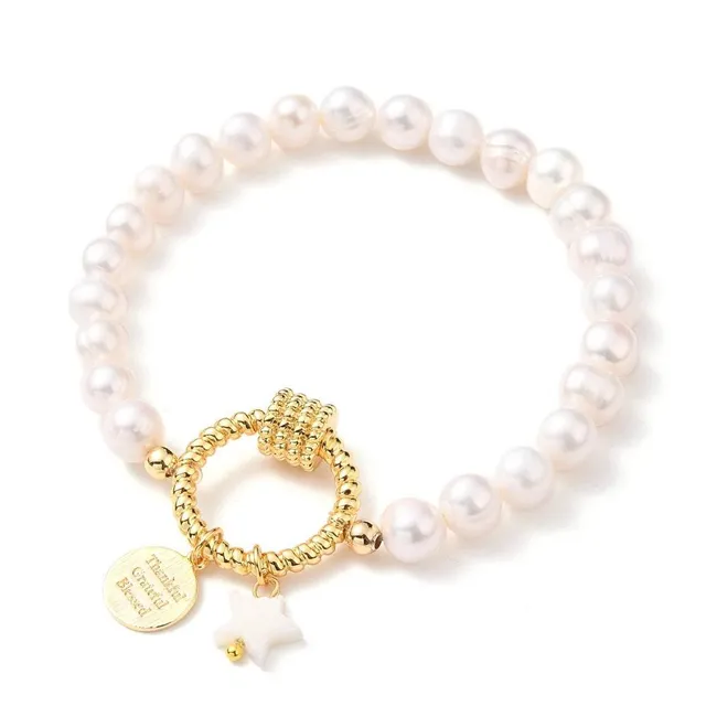 Gingerlily Accessoires G4105 bracelet perles naturelles doré 50 mm