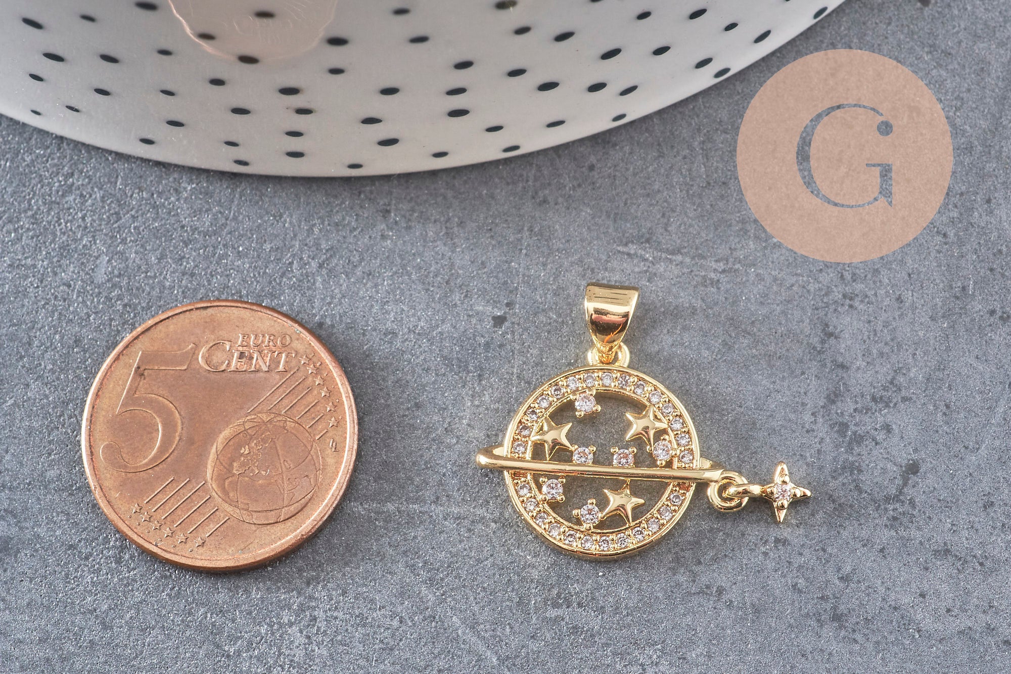 Gingerlily Pendentifs G7388 médaillon planète zircons 21 mm
